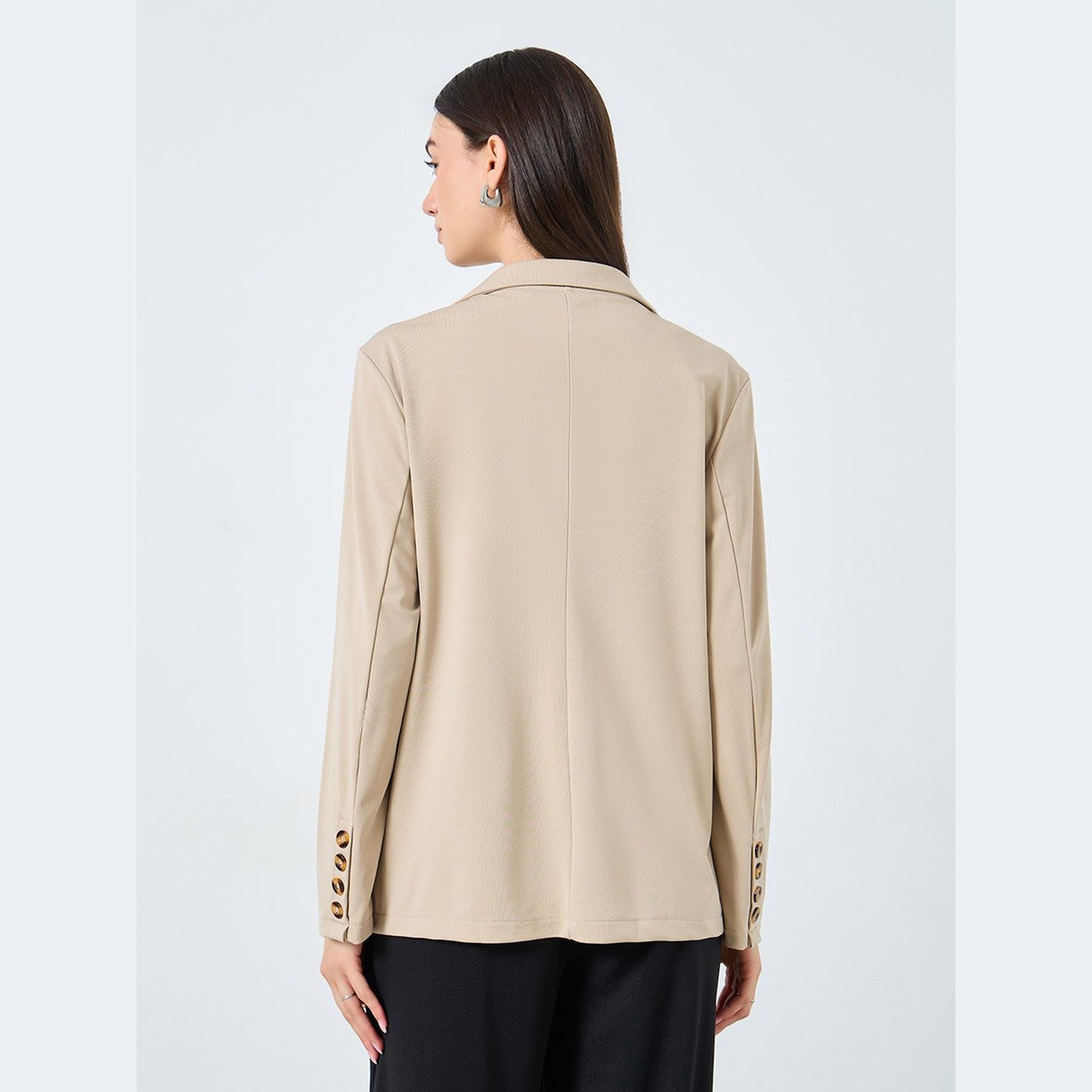تيك تو - سترة عادية سادة بزر واحد-women-clothing-coatsandjackets-blazers-image-5