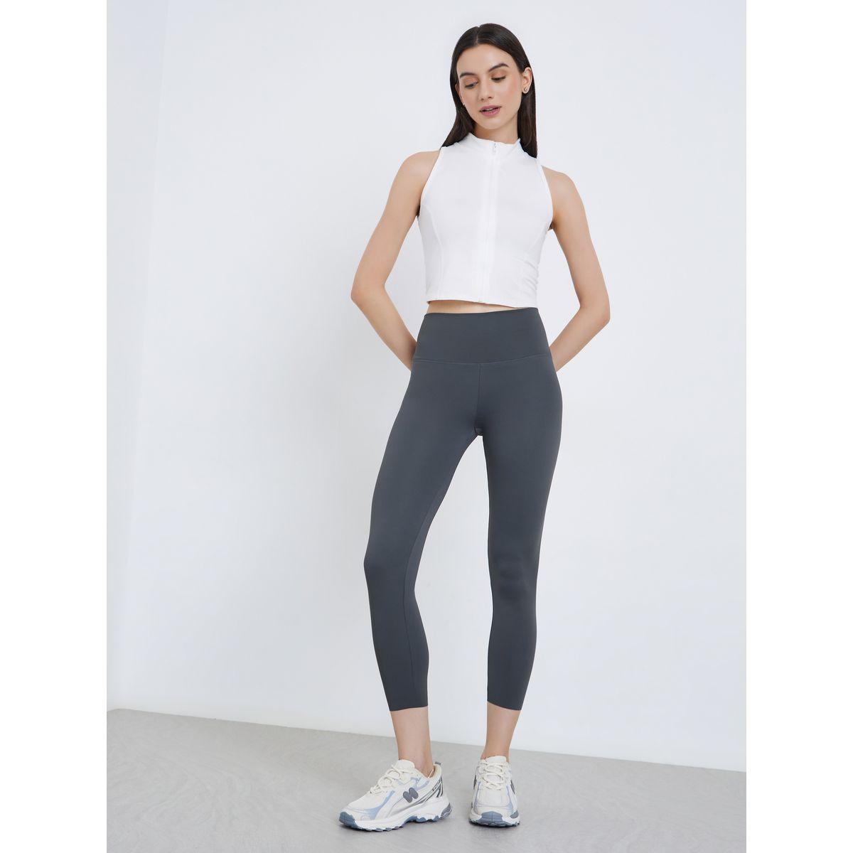 Take Two Grey Plain Crop Leggings-women-clothing-bottoms-leggings-image-1