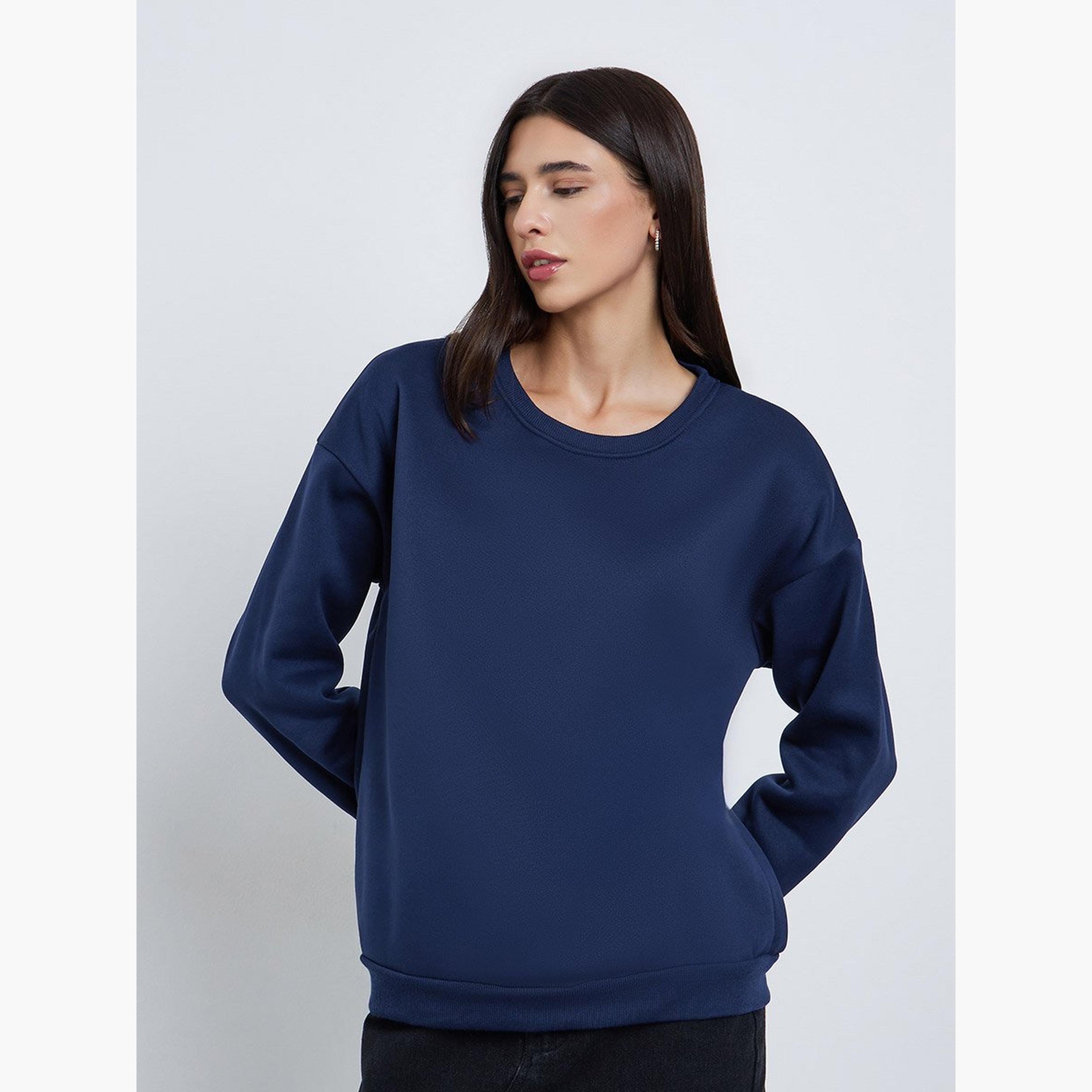 تيك تو - سويت شيرت أزرق داكن قصة عادية-women-clothing-hoodiesandsweatshirts-sweatshirts-image-1