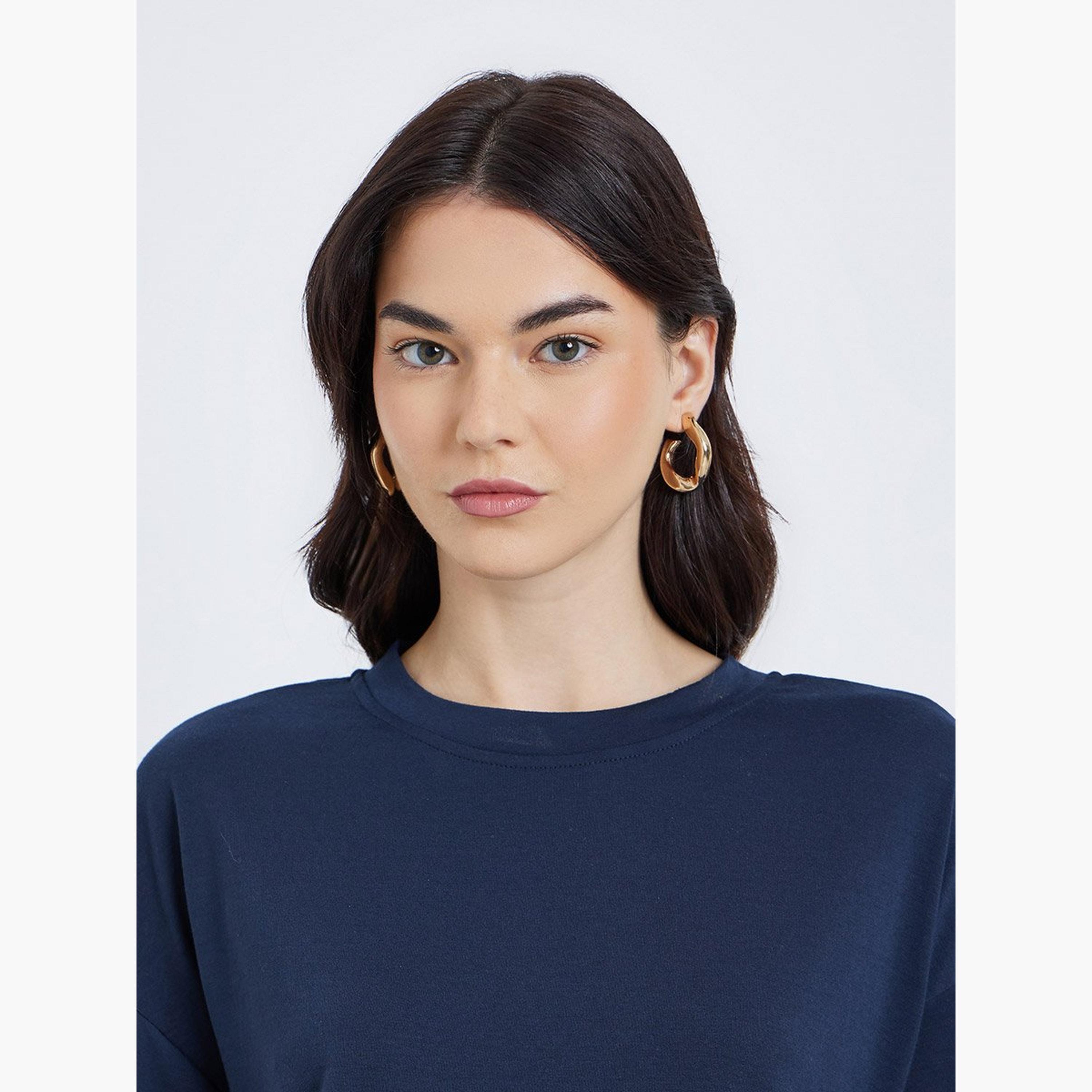 Take Two Women Dark Blue Boxy T-Shirt and Skirt Co-Ords-women-clothing-coordsets-image-3