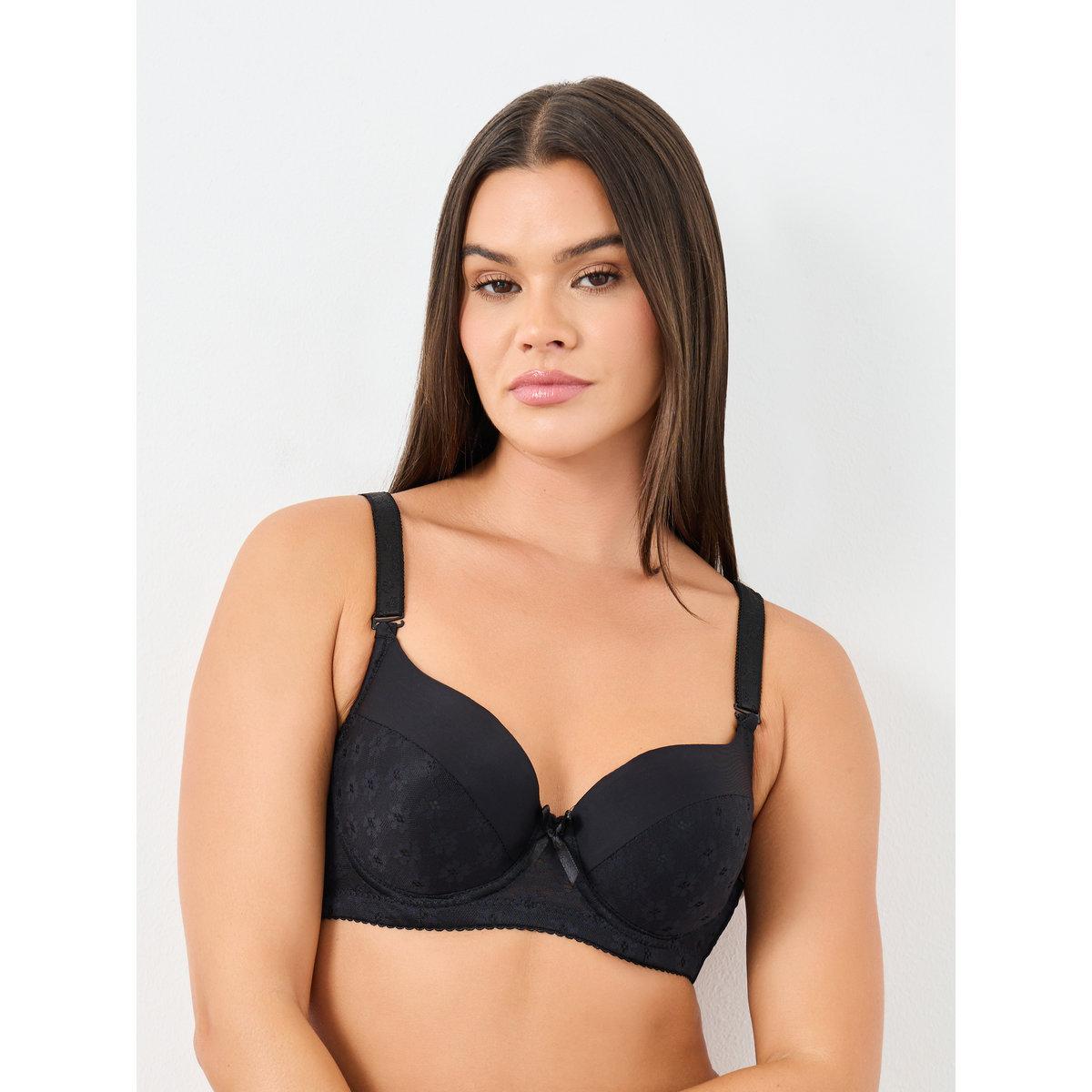 Styli Jacquard Panel Padded Wired Bra-women-clothing-lingerie-bras-image-1