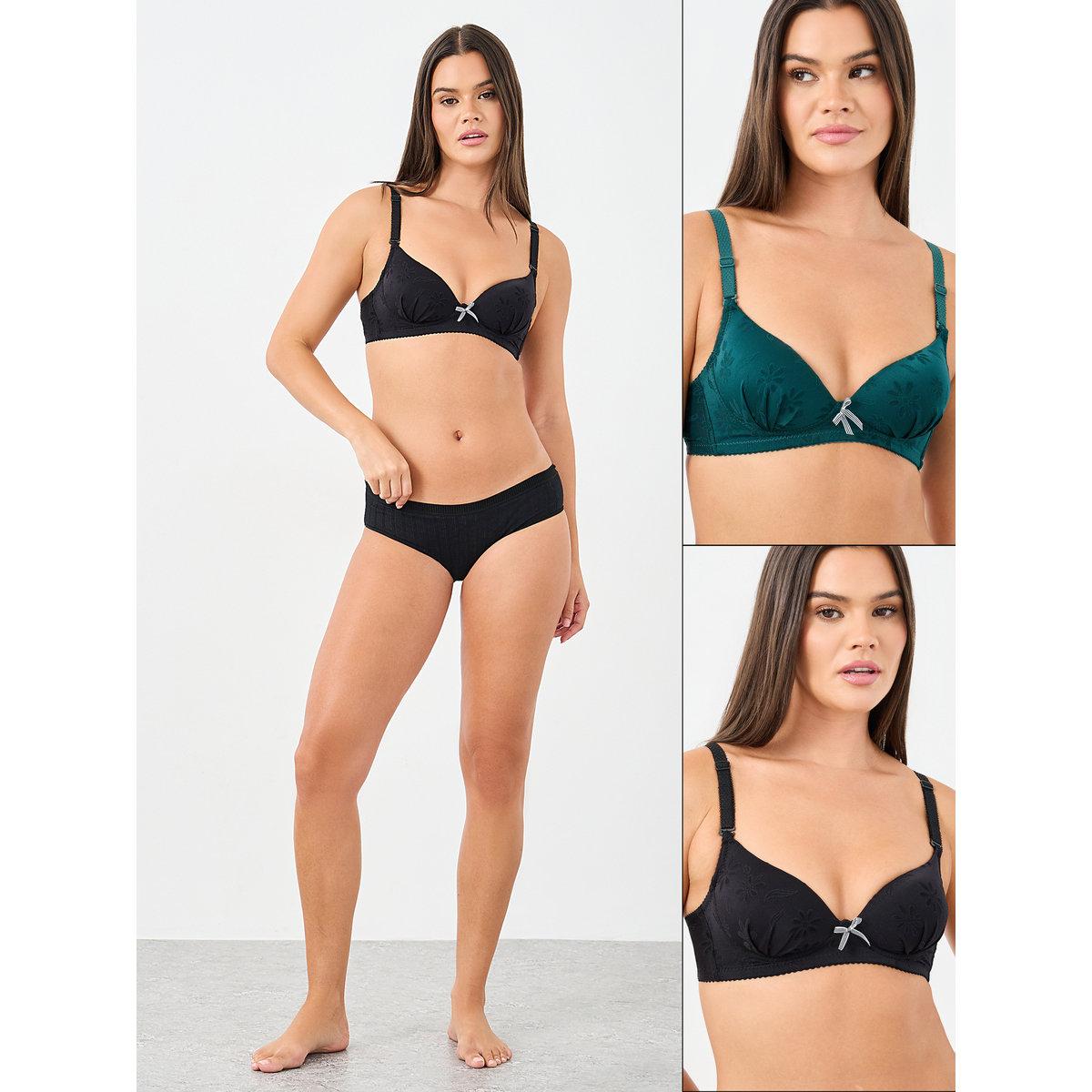 Styli Pack of 2 - Padded Wired Tonal Jacquard Pattern Bra-women-clothing-lingerie-bras-image-1