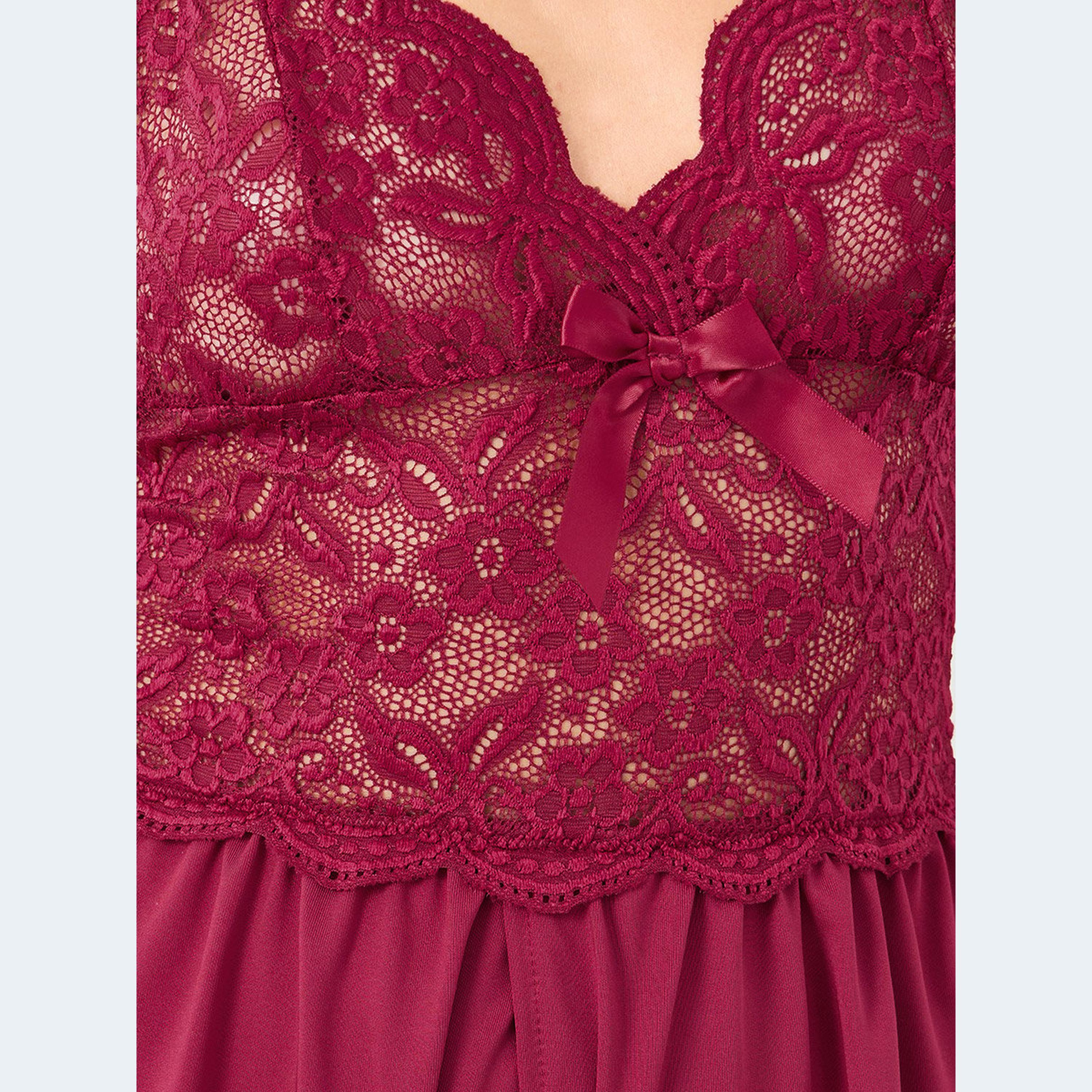Styli Lace Mesh Teddy with Scallop Edge and Bow Detail-women-clothing-lingerie-babydollsandbodysuits-image-3