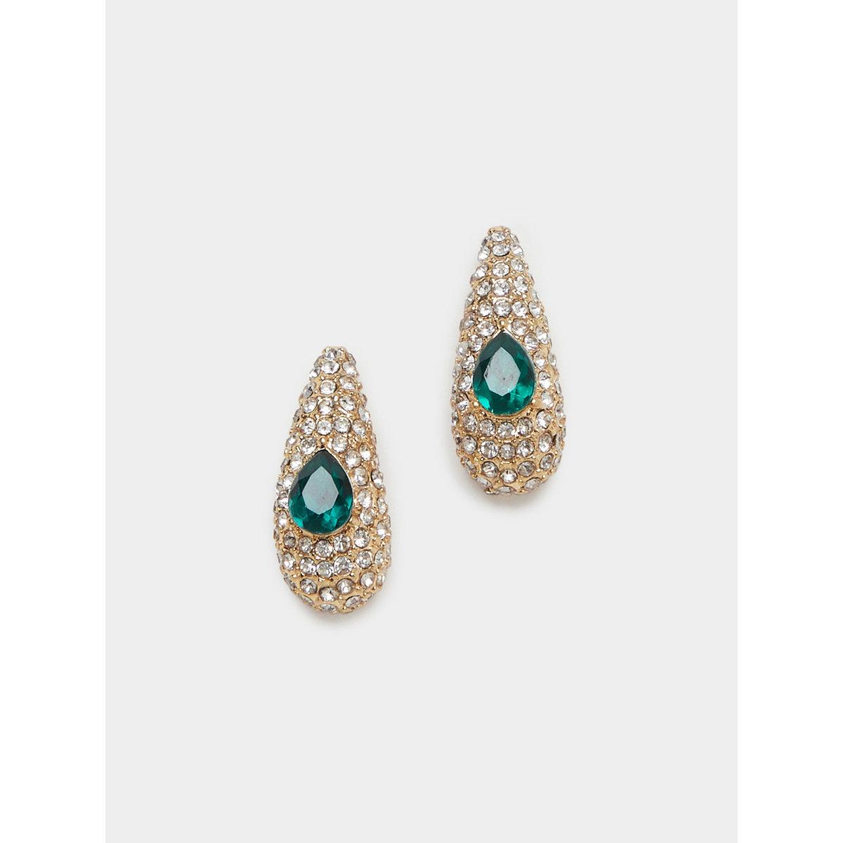 Styli Embellished Green Stone Earrings-women-watchesandjewellery-jewellery-earrings-image-1
