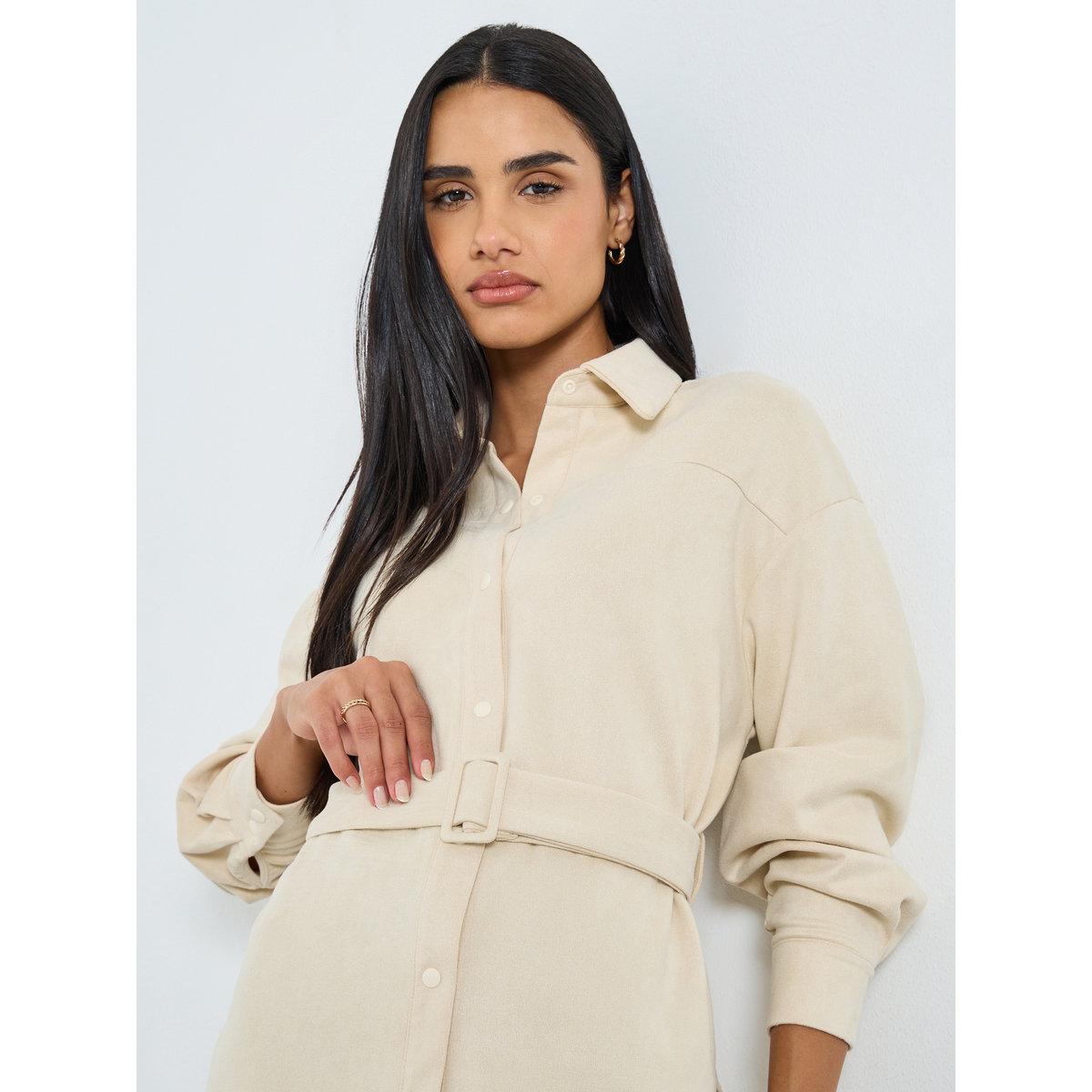 بلوزة بقصة مريحة مع حزام-women-clothing-shirtsandblouses-shirts-image-1