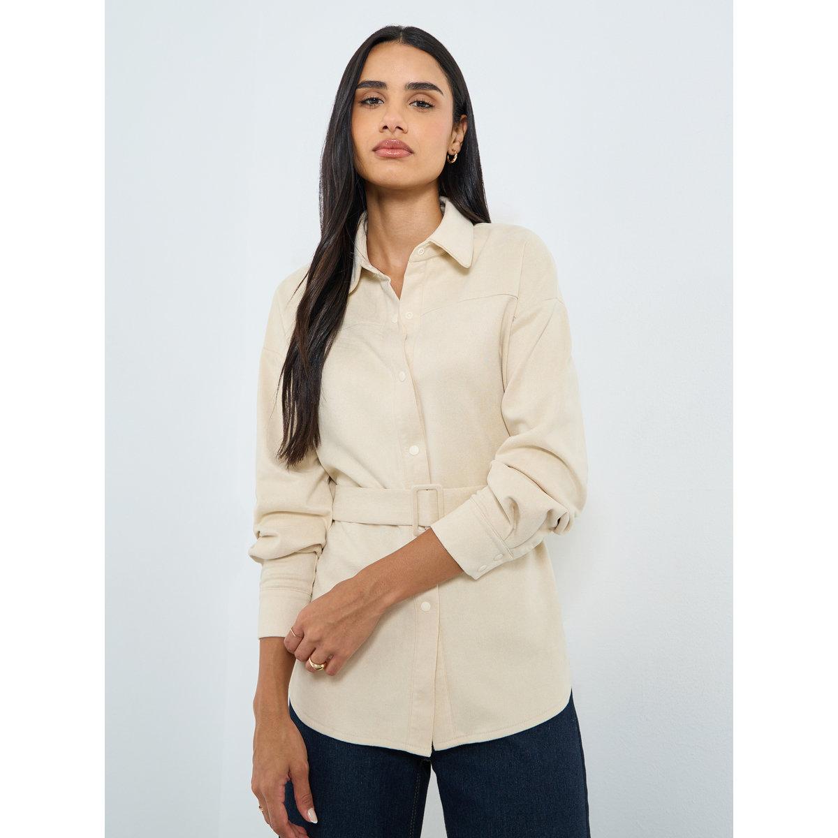 بلوزة بقصة مريحة مع حزام-women-clothing-shirtsandblouses-shirts-image-2