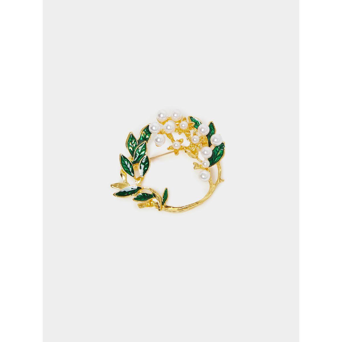 بروش بتفاصيل لؤلؤ صناعي وأوراق أشجار-women-watchesandjewellery-jewellery-brooches-image-1