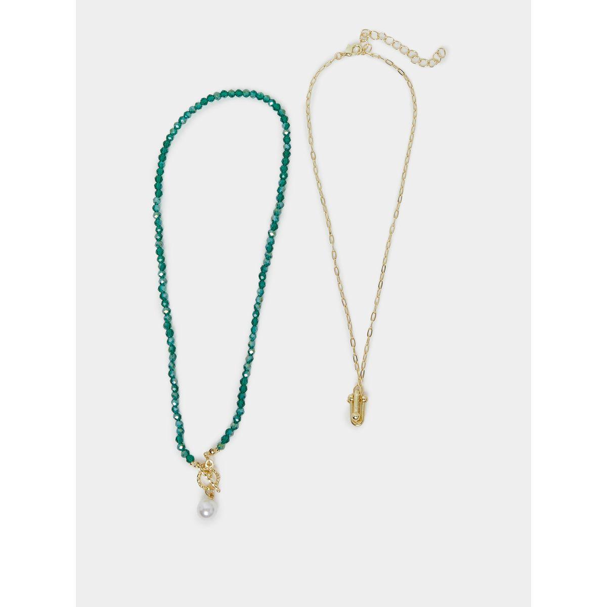 Styli Set of 2 - Beaded Necklace with Pearl Charm-women-watchesandjewellery-jewellery-necklacesandpendants-image-1