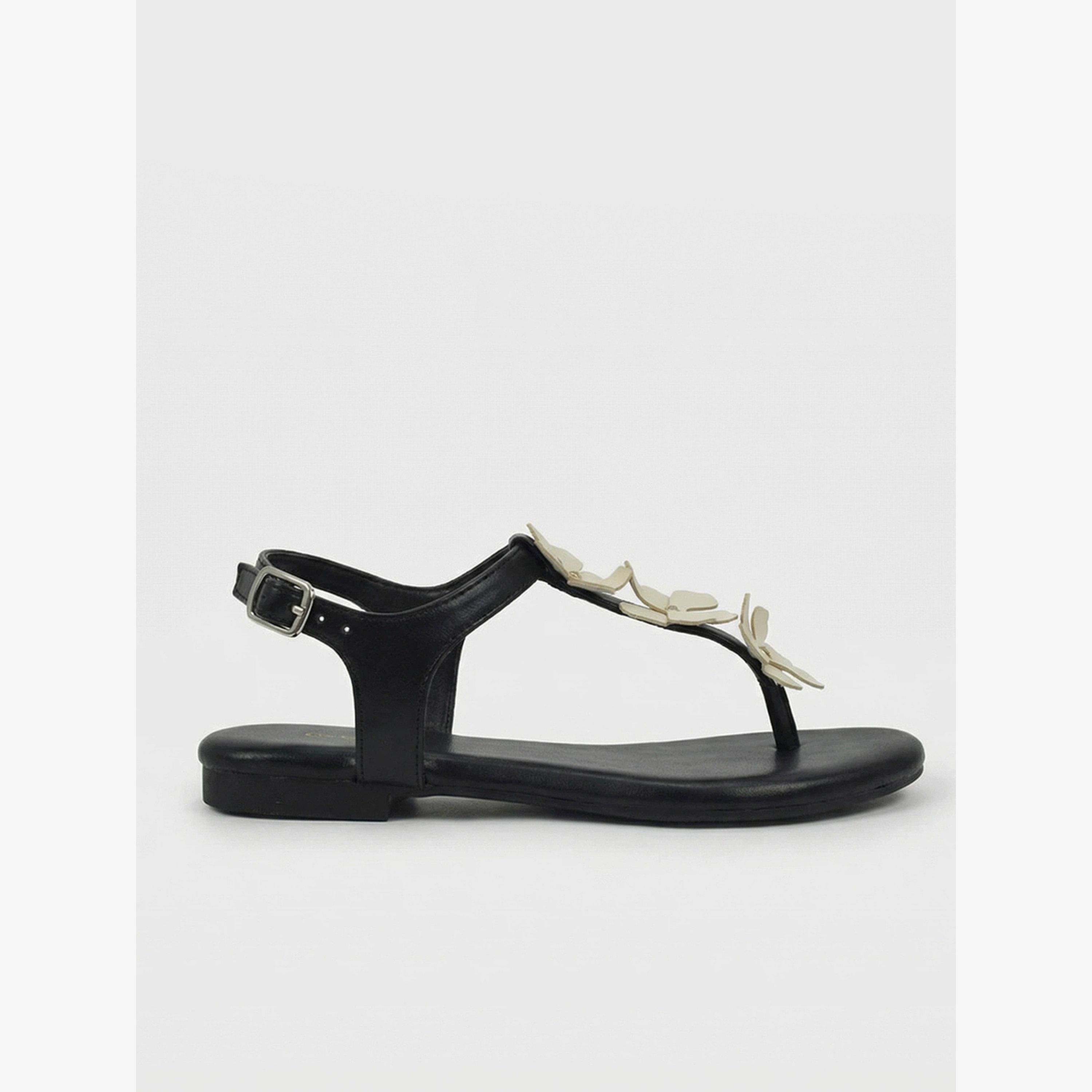 صندل فلات بتفاصيل زهور بارزة-women-shoes-sandals-flats-image-3