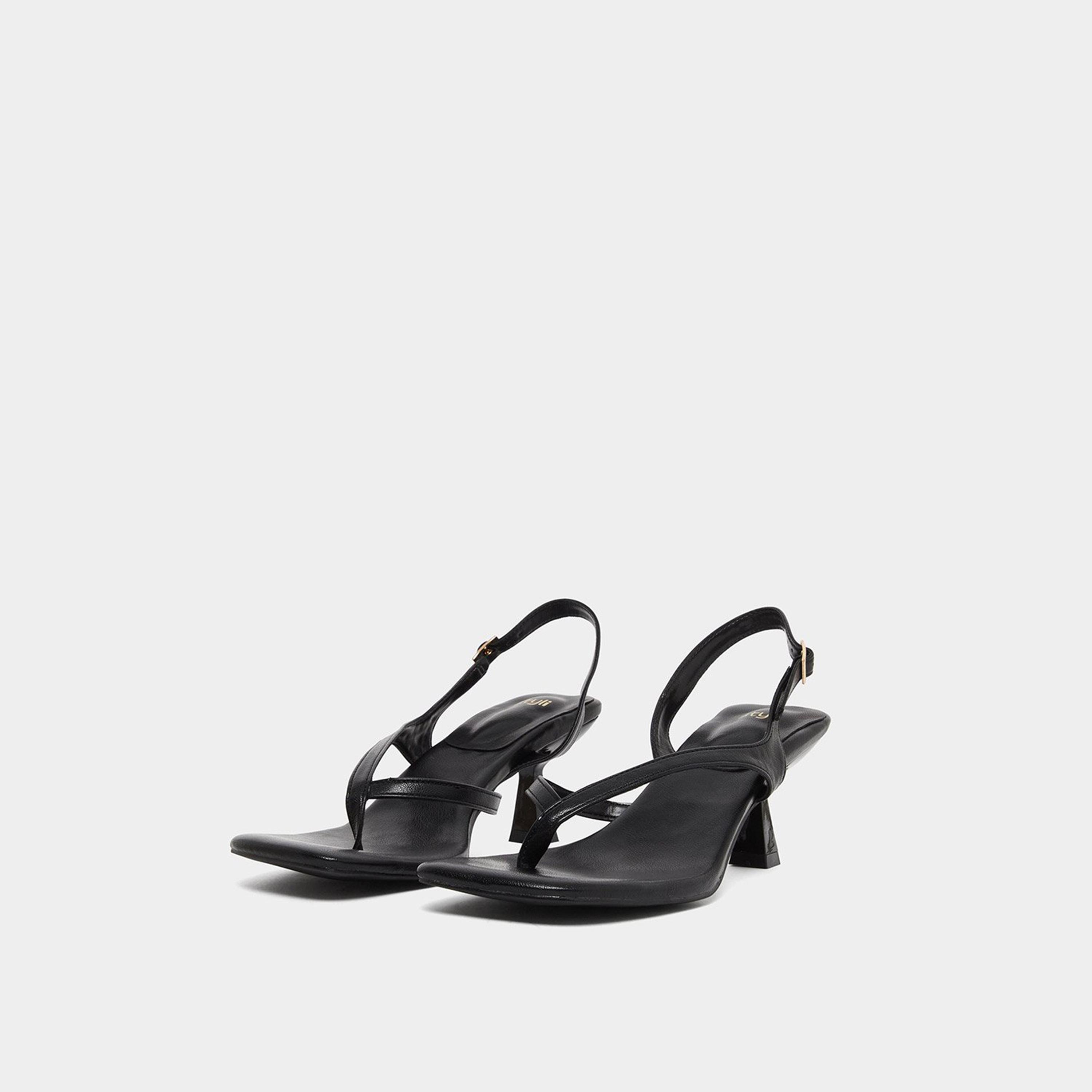Styli Women Black Kitten Heel Thong Sandals-women-shoes-sandals-heeled-image-1