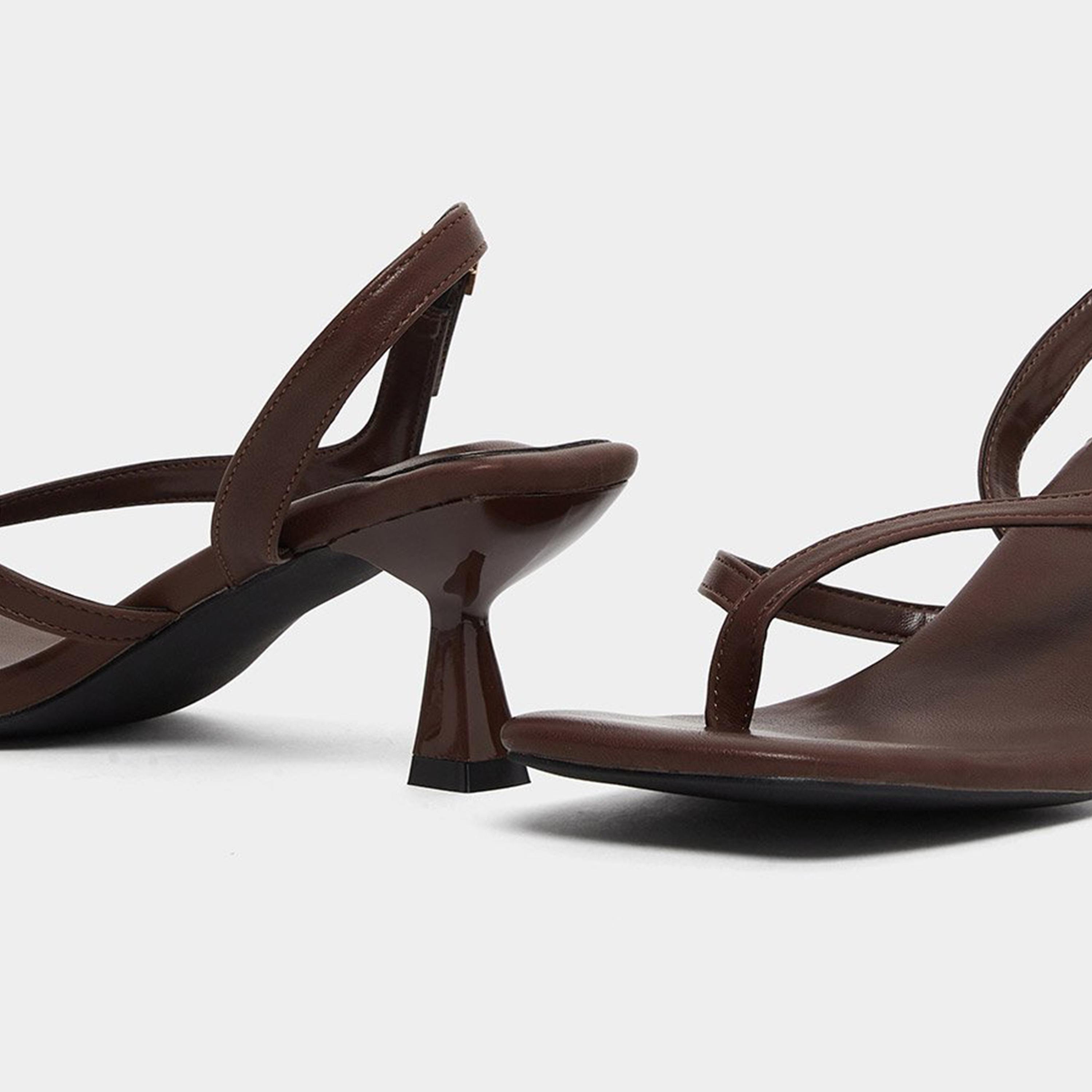 Styli Women Brown Kitten Heel Thong Sandals-women-shoes-sandals-heeled-image-4