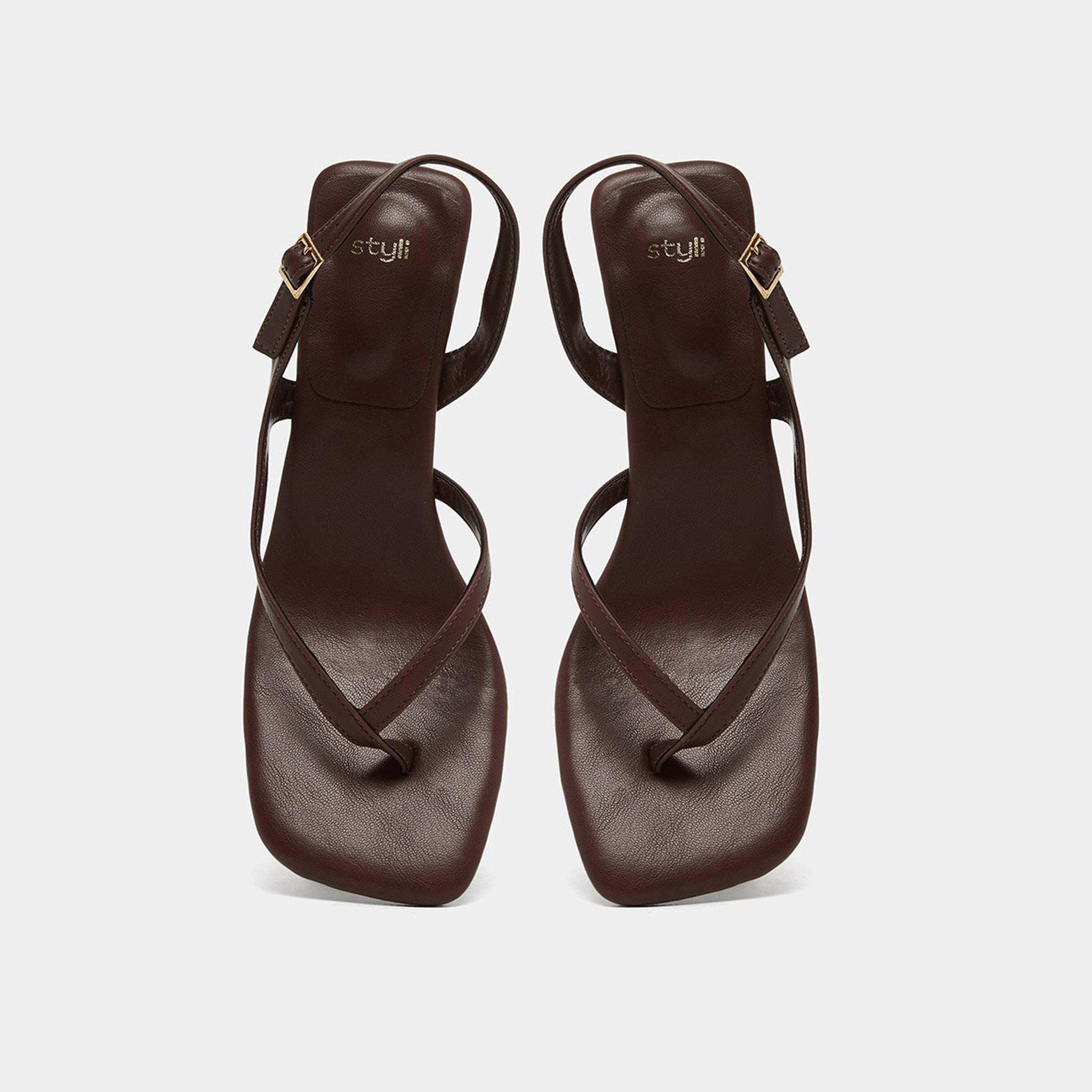 ستايلي - صندل بكعب صغير بني اللون-women-shoes-sandals-heeled-image-6