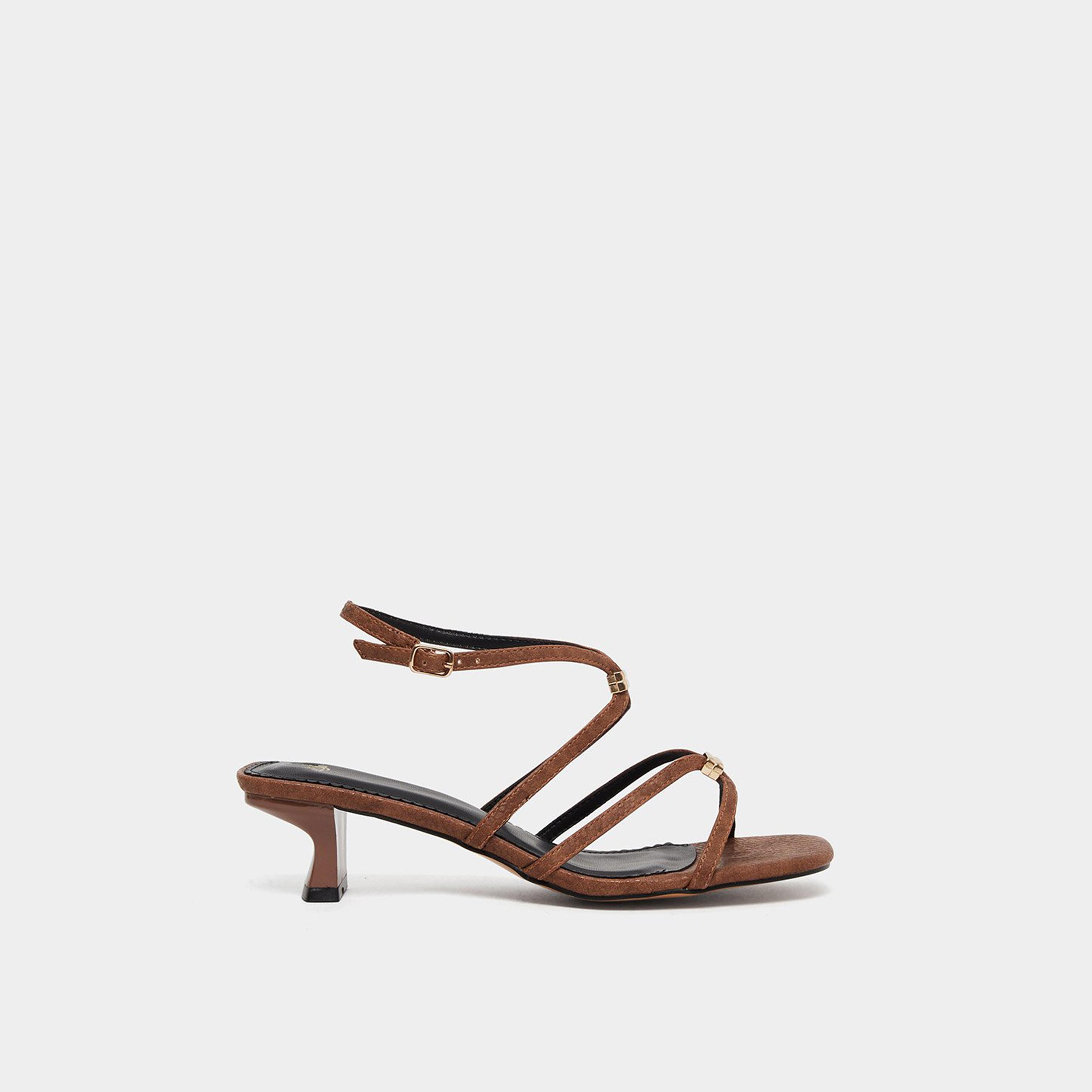 ستايلي - صندل بأشرطة مزين بلمسات معدنية لون بني-women-shoes-sandals-heeled-image-3