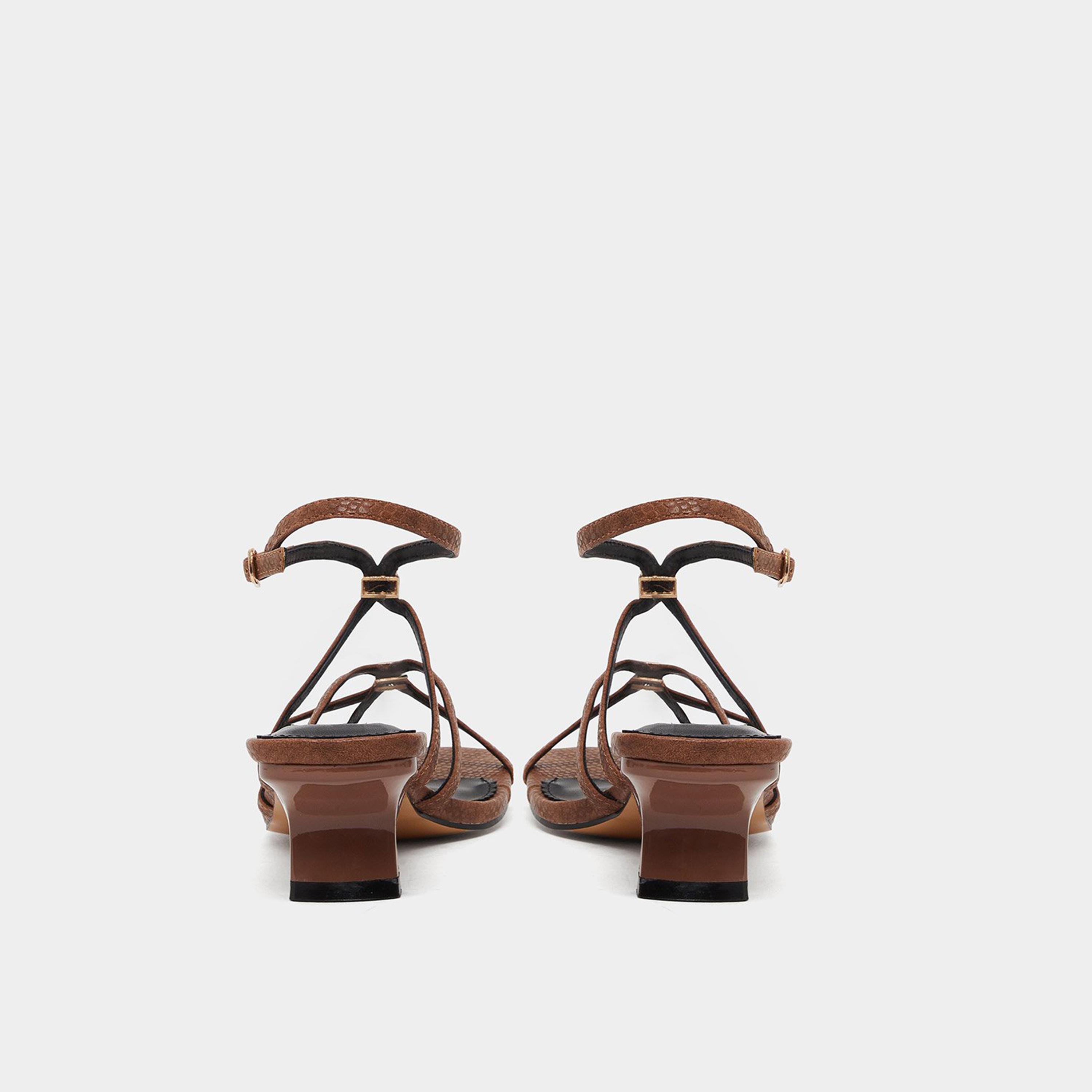 Styli Women Brown Metal Trim Accent Strappy Sandals-women-shoes-sandals-heeled-image-5