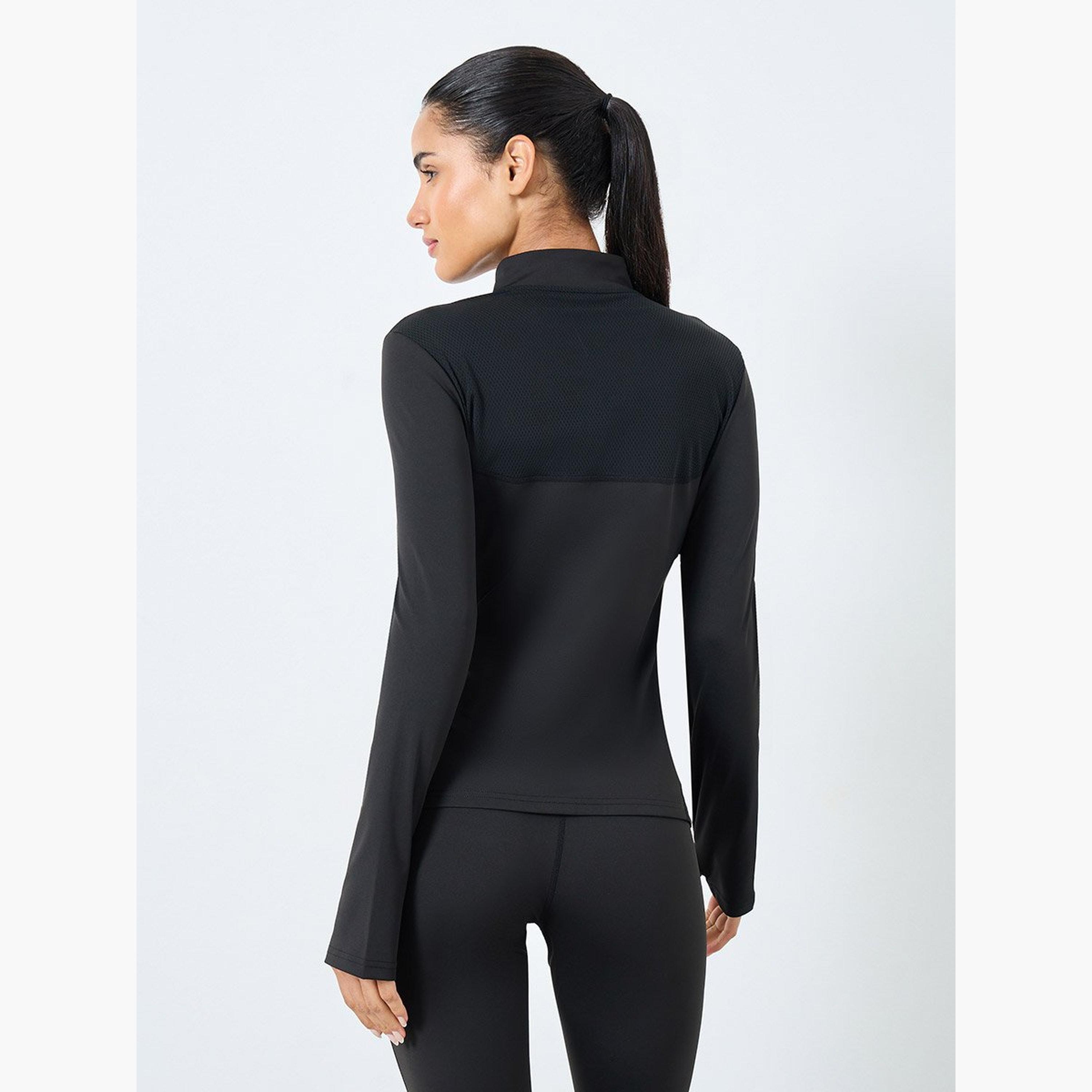 ستايلي - بلوزة بنصف سحاب مع لوحة خلفية مزخرفة وتفاصيل عاكسة-women-clothing-sportswearandactivewear-tshirtsandvests-image-4
