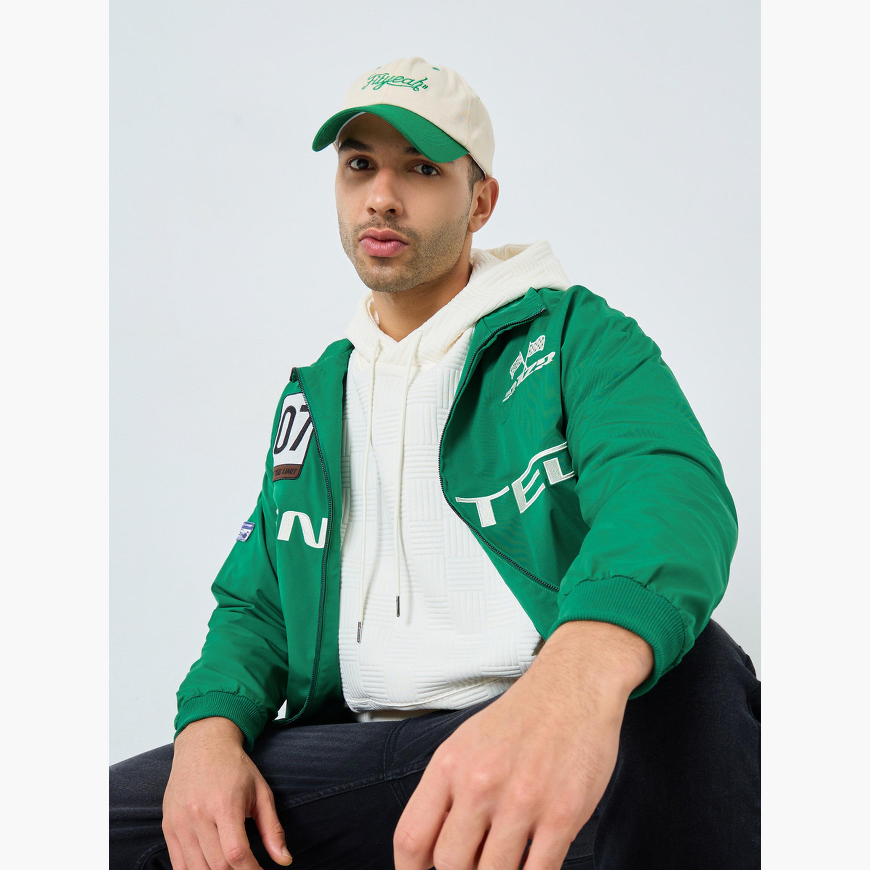 Styli Embroidered Collared Long Sleeves Men's Zip Through Bomber Jacket-men-clothing-jacketsandblazers-jackets-image-3