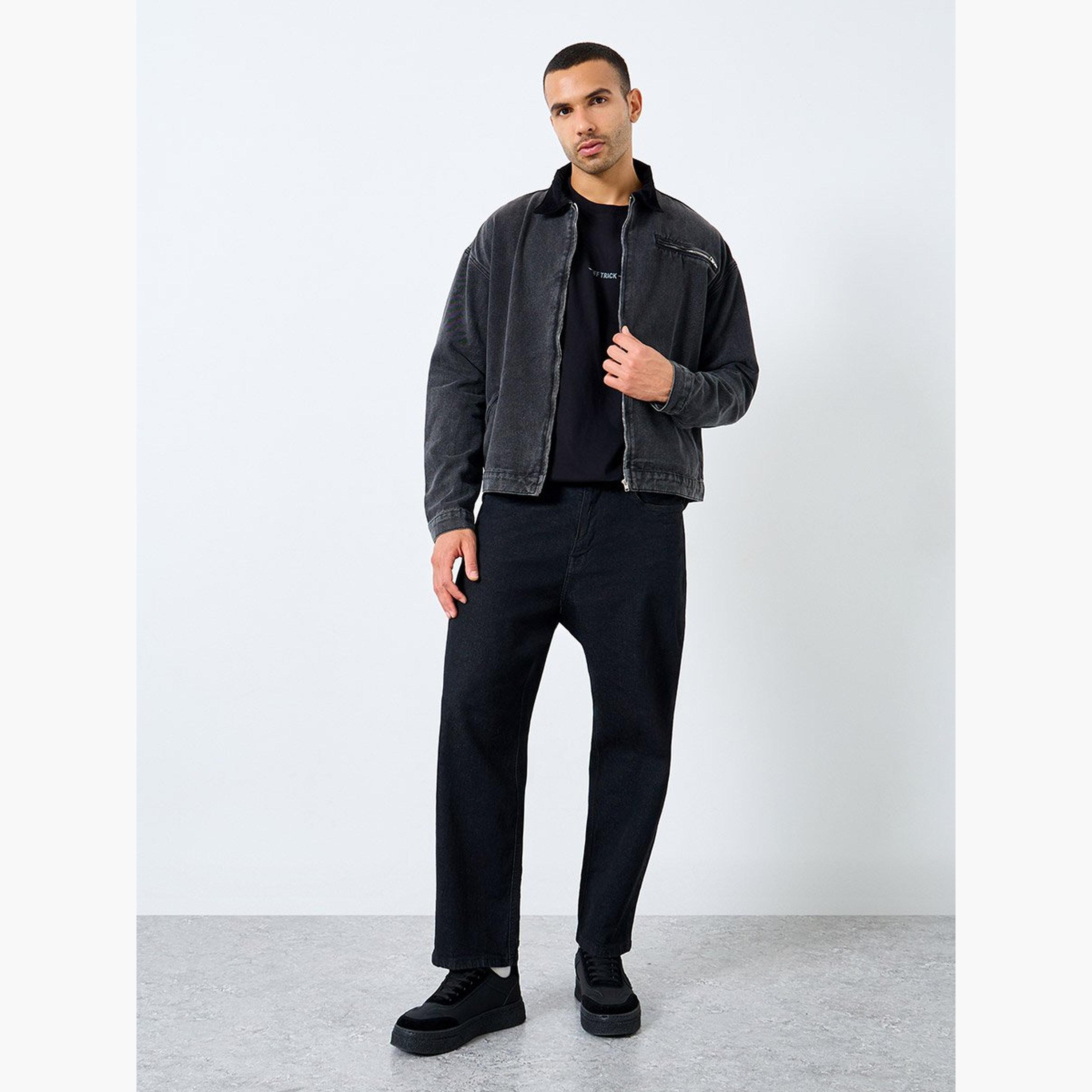 ستايلي - جاكيت جينز للرجال أسود مع ياقة مخملية-men-clothing-jacketsandblazers-jackets-image-3