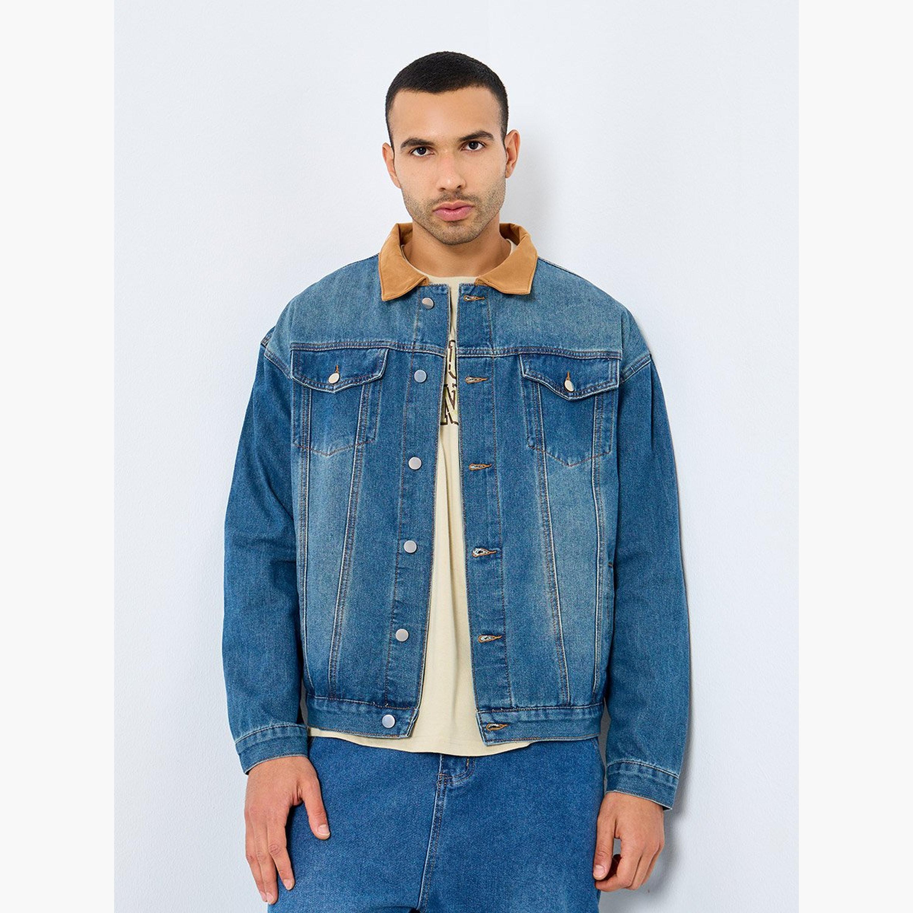 Styli Denim Embroidered Panel Detail Jacket-men-clothing-jacketsandblazers-jackets-image-1