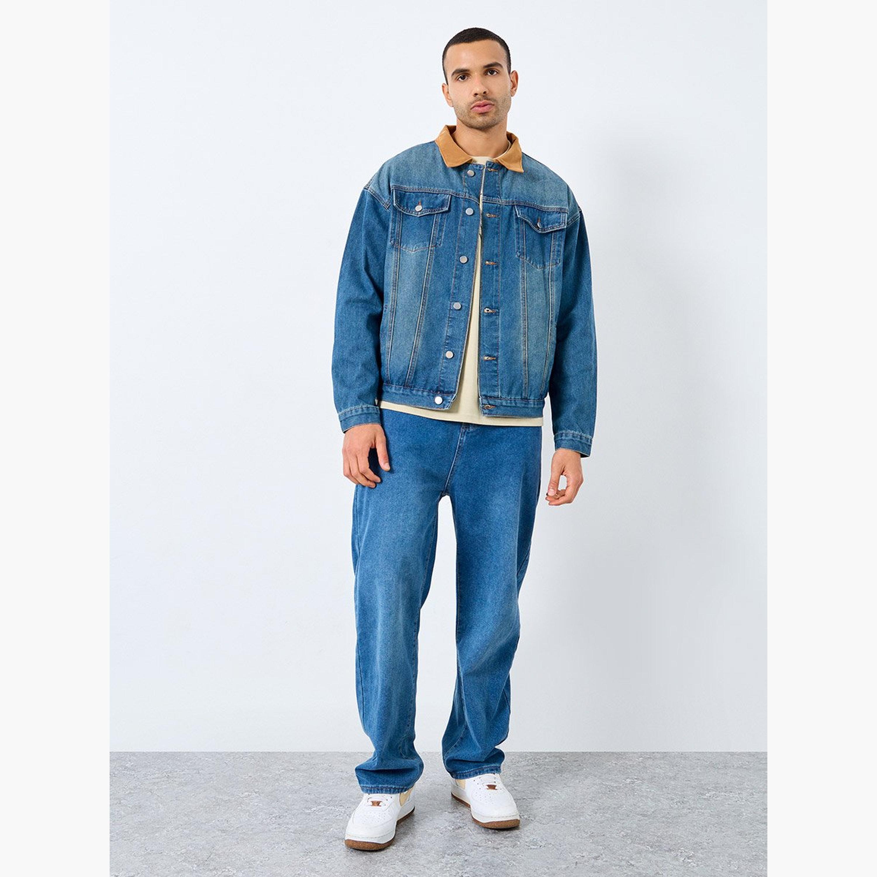Styli Denim Embroidered Panel Detail Jacket-men-clothing-jacketsandblazers-jackets-image-4