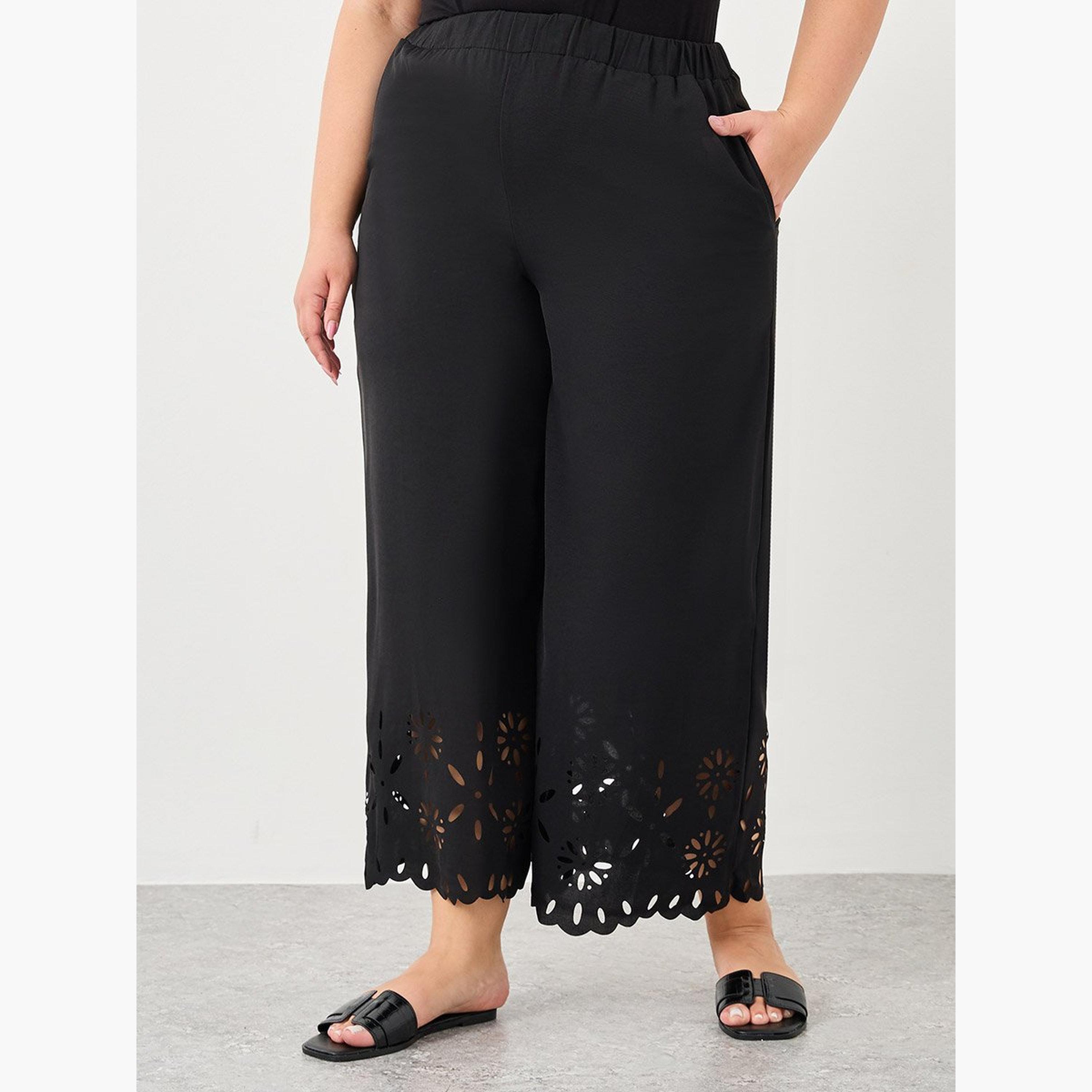 ستايلي - بنطال واسع الساق مع حافة مقطوعة-women-clothing-bottoms-trousers-image-1