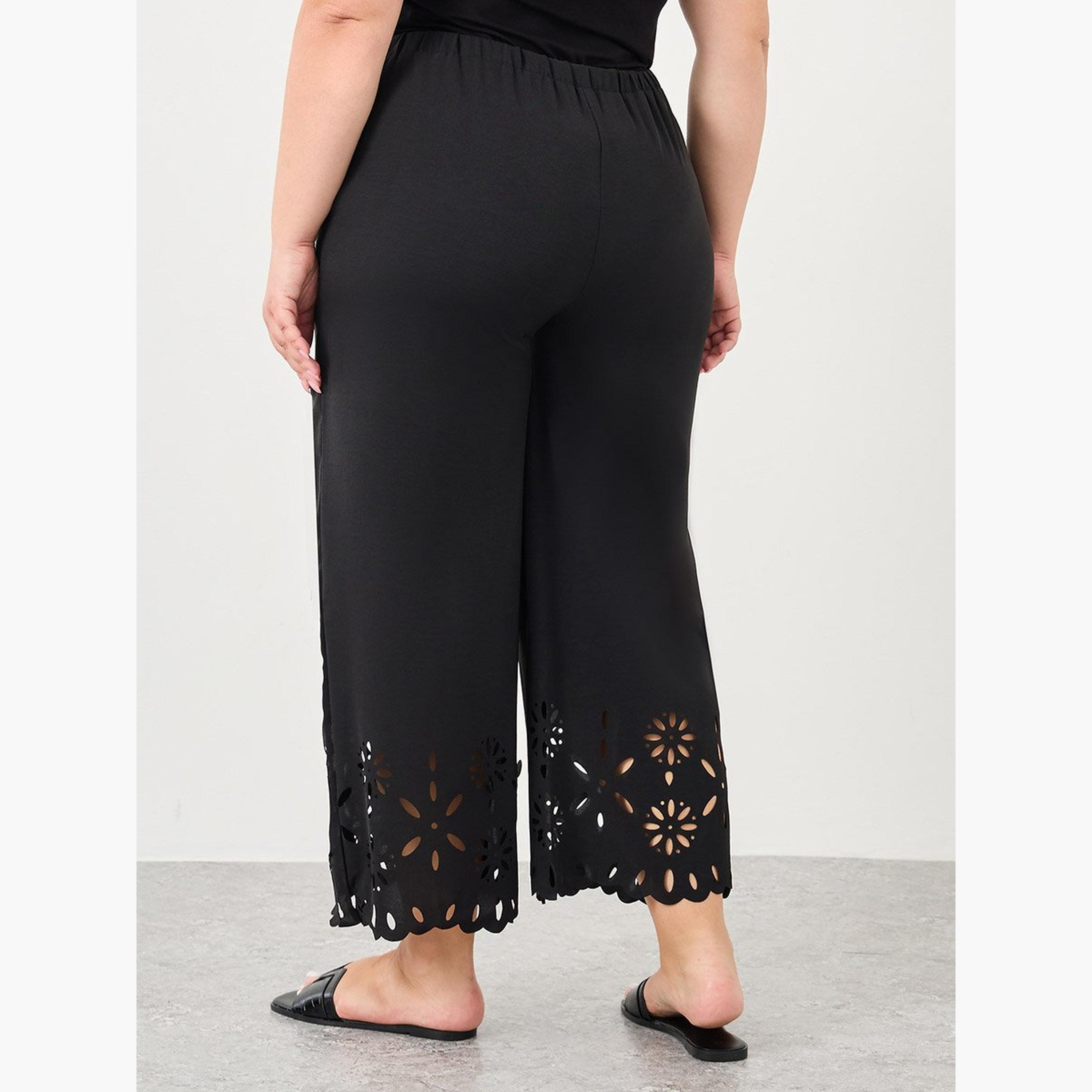 Styli Plus Wide Leg Pants with Cut-Out Hem-women-clothing-bottoms-trousers-image-4
