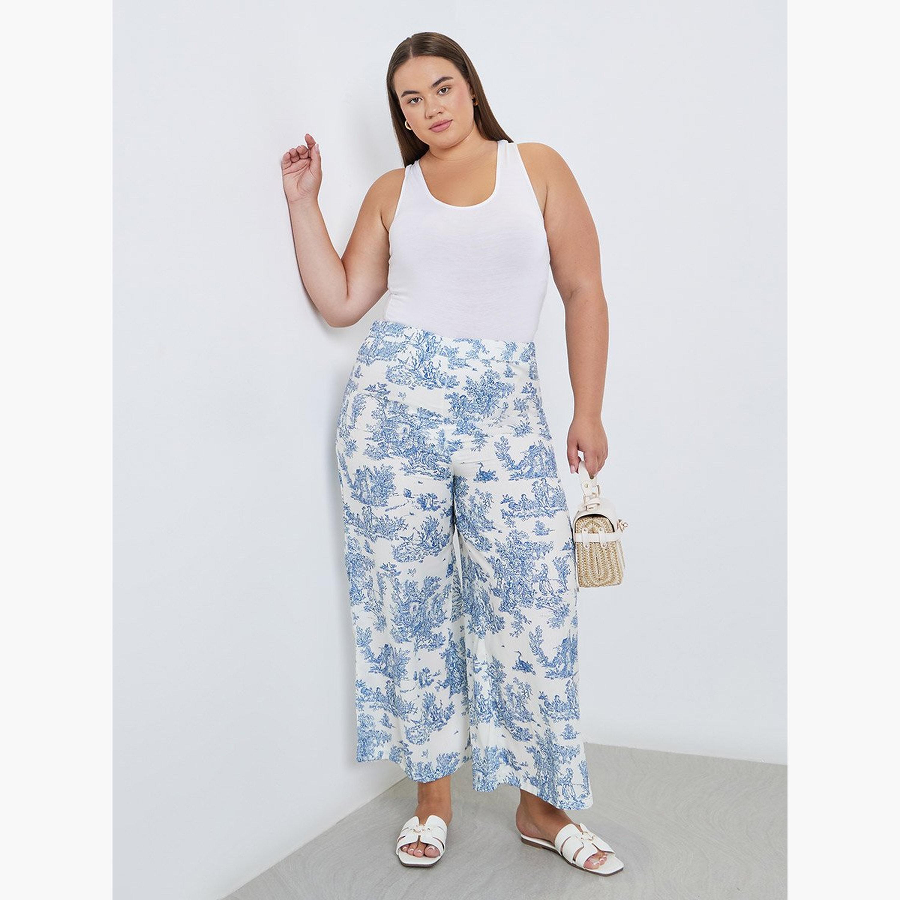 Styli Plus Wide Leg Trousers with Toile De Jouy Print-women-clothing-bottoms-trousers-image-2