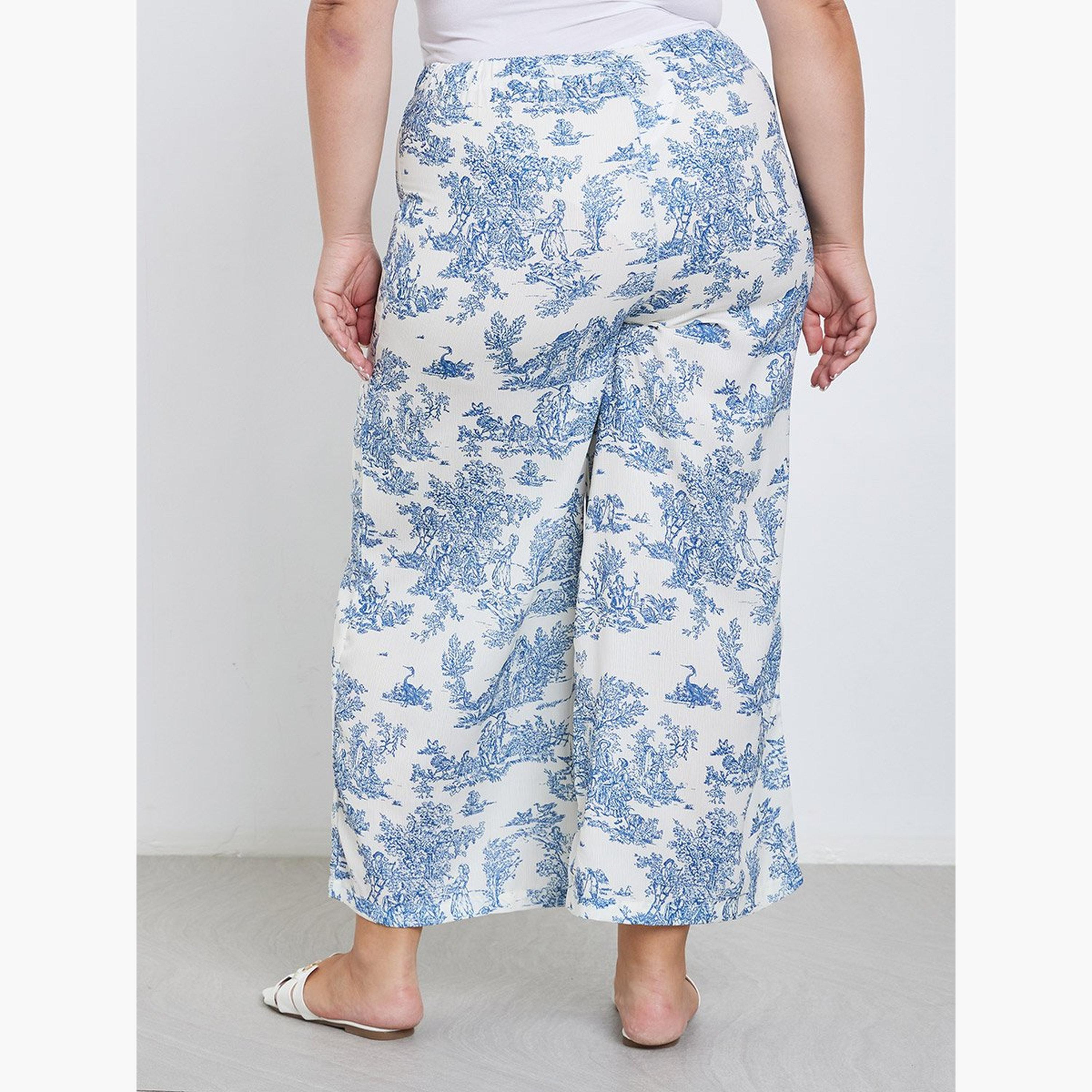 Styli Plus Wide Leg Trousers with Toile De Jouy Print-women-clothing-bottoms-trousers-image-4