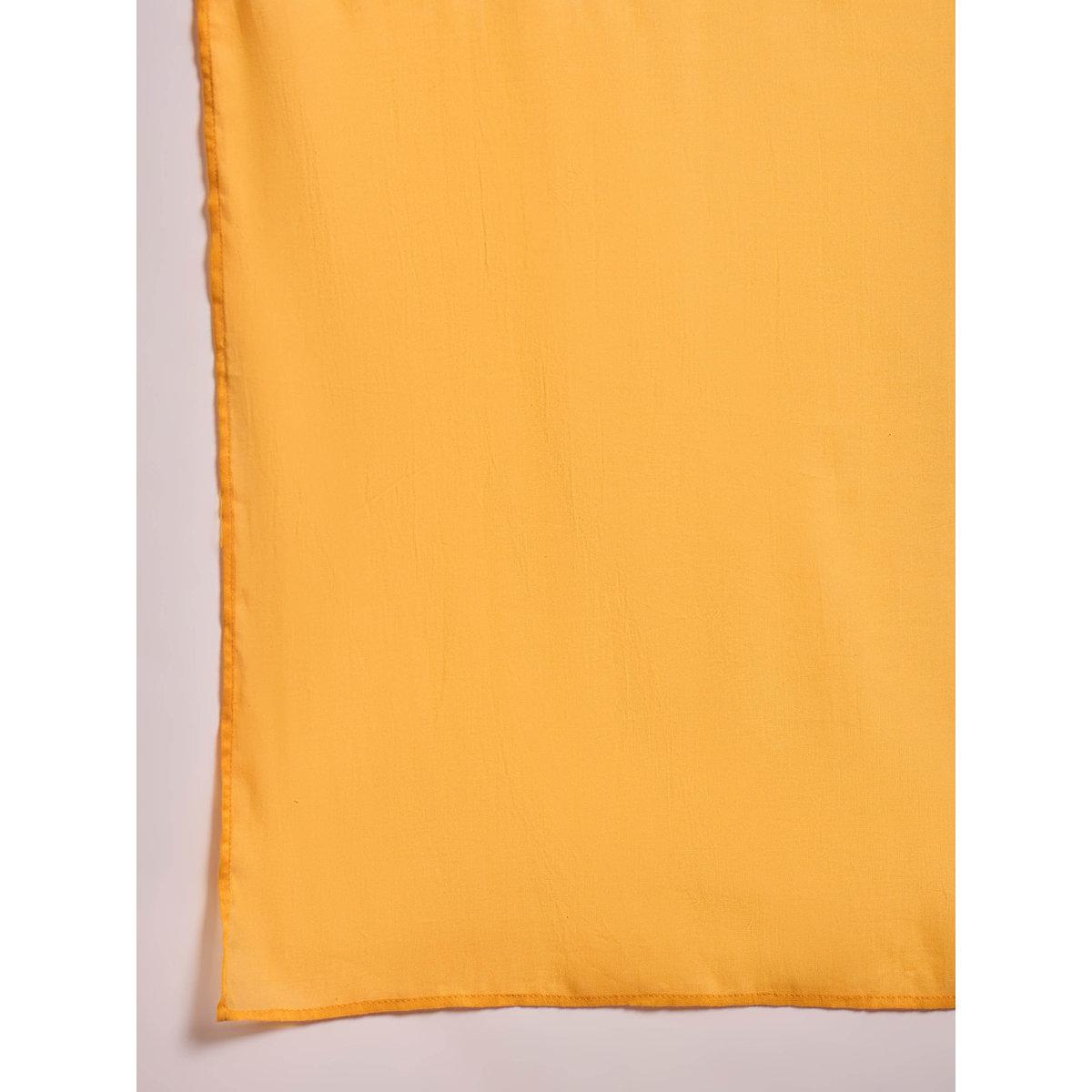 Shae by SASSAFRAS Yellow Floral Cambric V Neck Kurta, Pencil Pants and Dupatta Set-women-clothing-ethnicwear-sareesets-image-5
