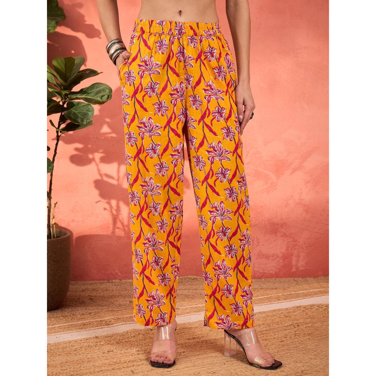 Shae by SASSAFRAS Yellow Floral Cambric V Neck Kurta, Pencil Pants and Dupatta Set-women-clothing-ethnicwear-sareesets-image-7