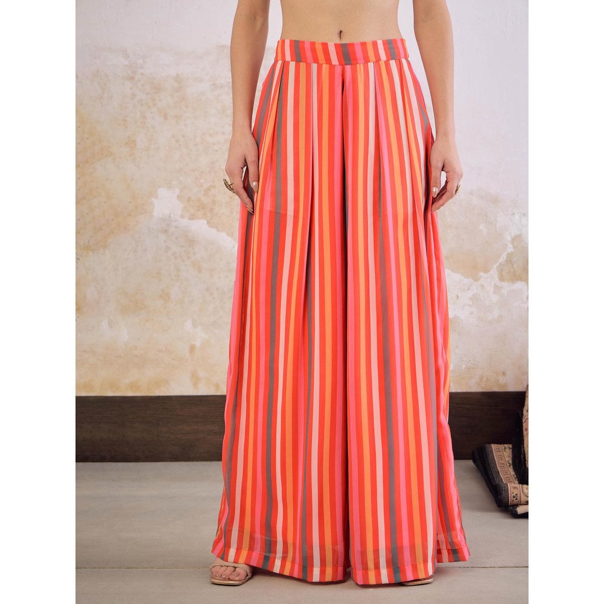 طقم من كورتا بطبعة زهور مع بنطال بالازو-women-clothing-ethnicwear-kurtasets-image-7