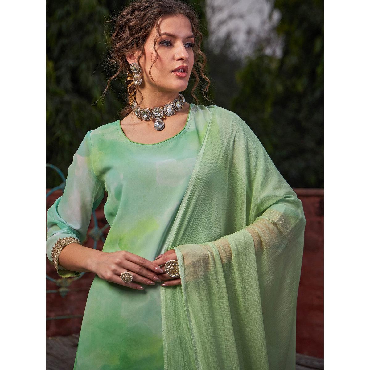 طقم من كورتا وبنطال شرارة مع دوباتا-women-clothing-ethnicwear-kurtasets-image-4