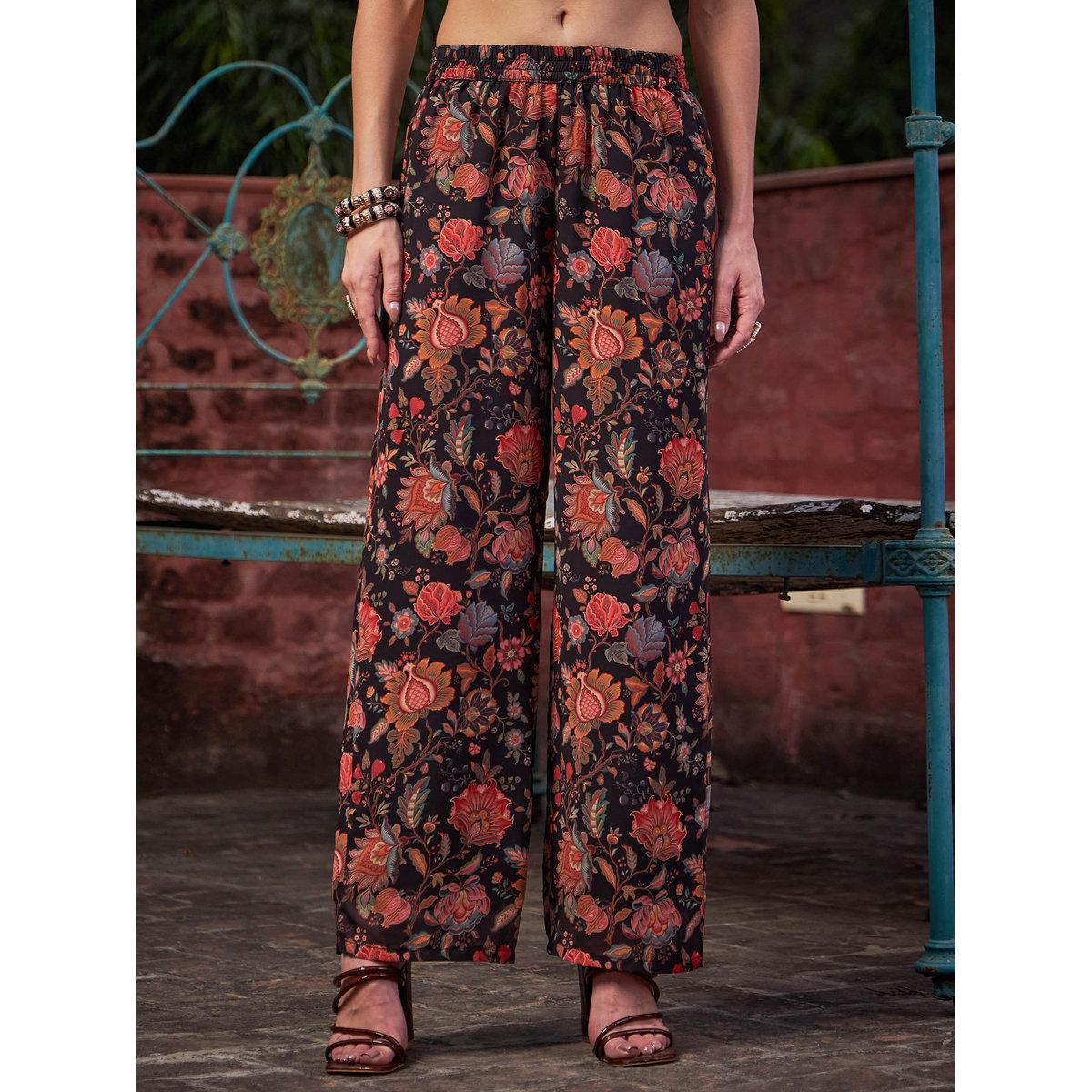 Shae by SASSAFRAS Black Floral Anarkali Kurta with Straight Pants Set-women-clothing-ethnicwear-kurtasets-image-5
