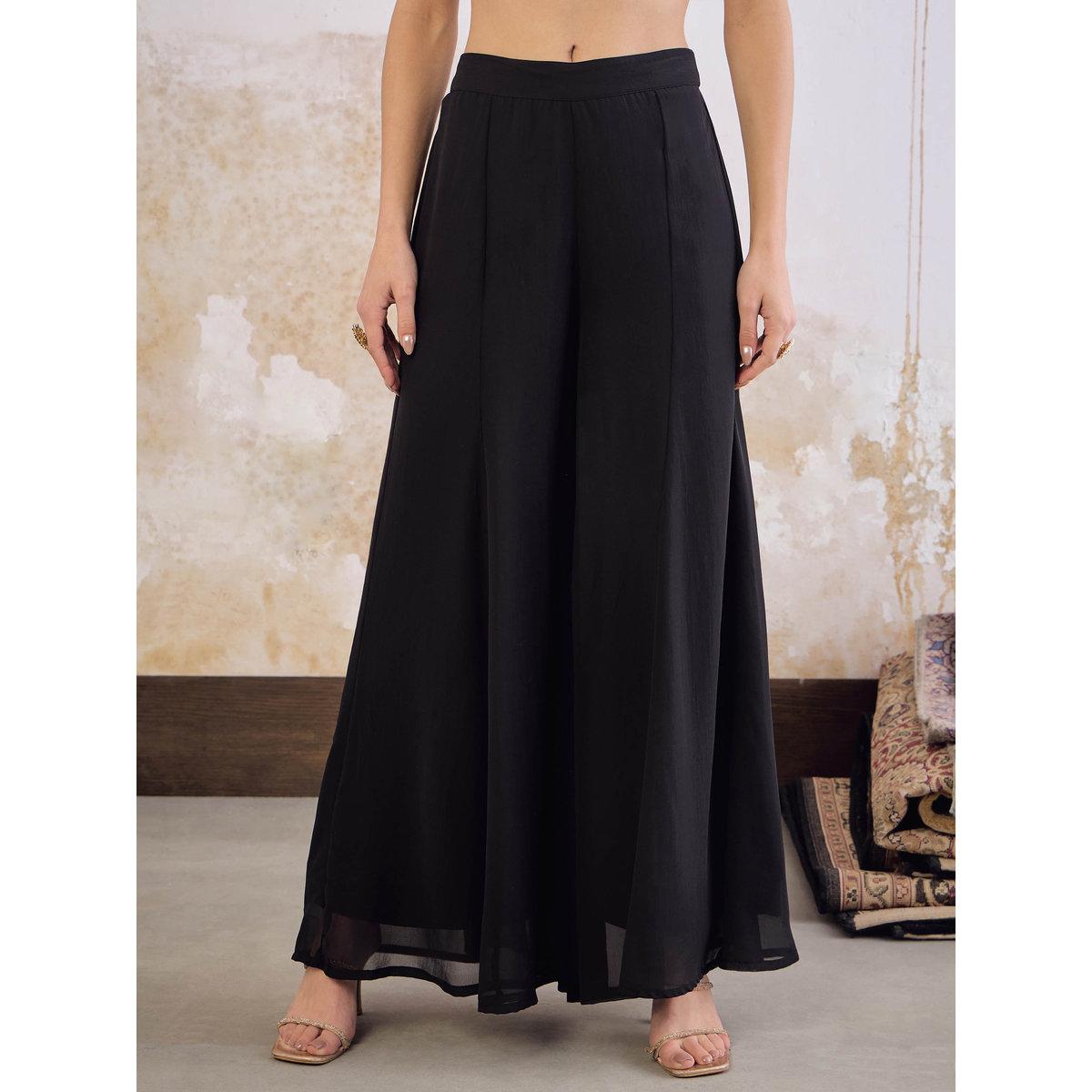Shae by SASSAFRAS Black Floral Short Kurta with Solid Palazzo Pants and Dupatta Set-women-clothing-ethnicwear-sareesets-image-8