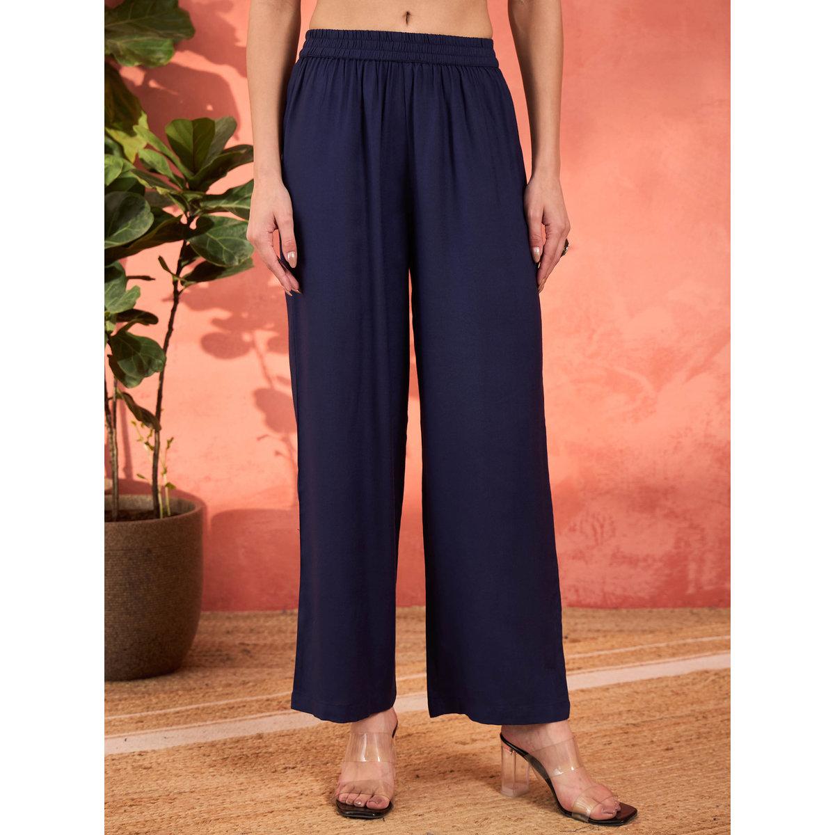 Shae by SASSAFRAS Navy Rayon Embroidered Kurta with Pencil Pants and Dupatta Set-women-clothing-ethnicwear-sareesets-image-5