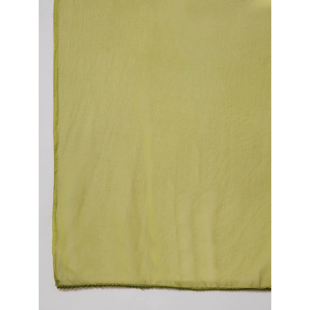 Shae by SASSAFRAS Green and White Floral Rayon Kurta with Salwar and Dupatta Set-women-clothing-ethnicwear-sareesets-image-10