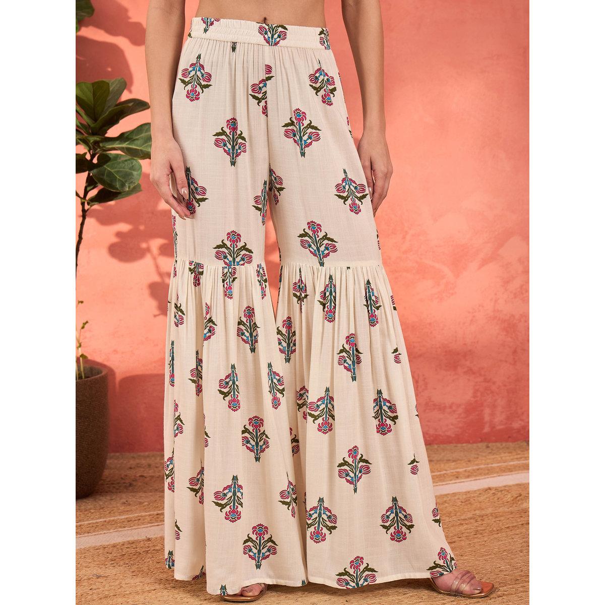 Shae by SASSAFRAS White Floral Embroidered Kurta with Sharara Pants and Dupatta Set-women-clothing-ethnicwear-kurtasets-image-5