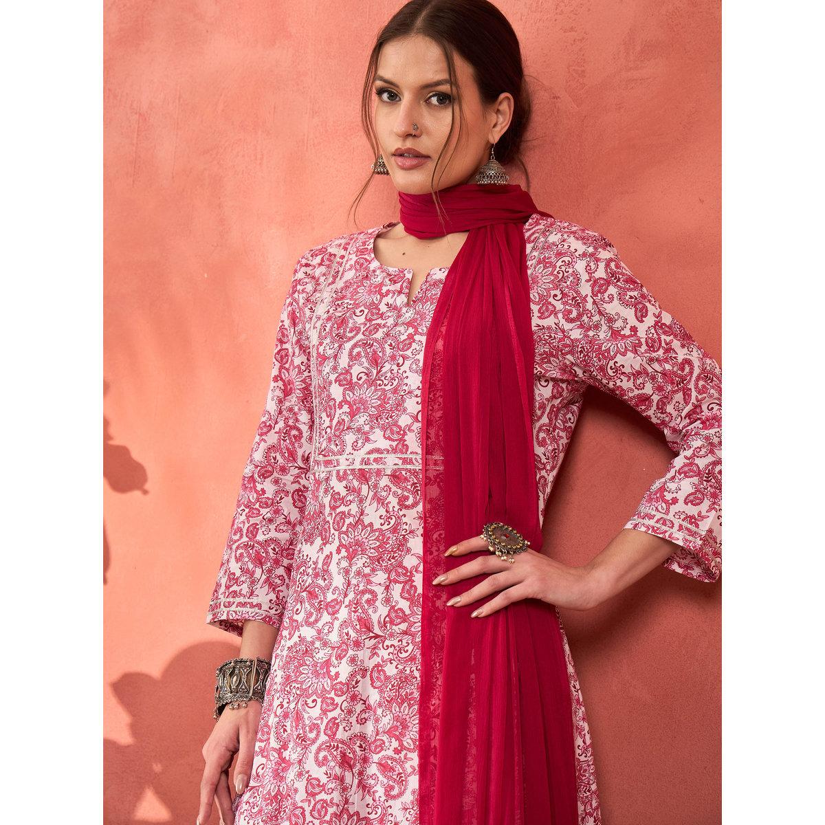 طقم من كورتا وبنطال مع دوباتا-women-clothing-ethnicwear-sareesets-image-1