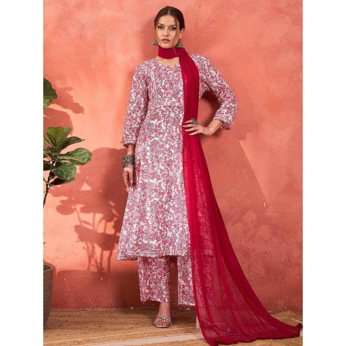 طقم من كورتا وبنطال مع دوباتا-women-clothing-ethnicwear-sareesets-image-2