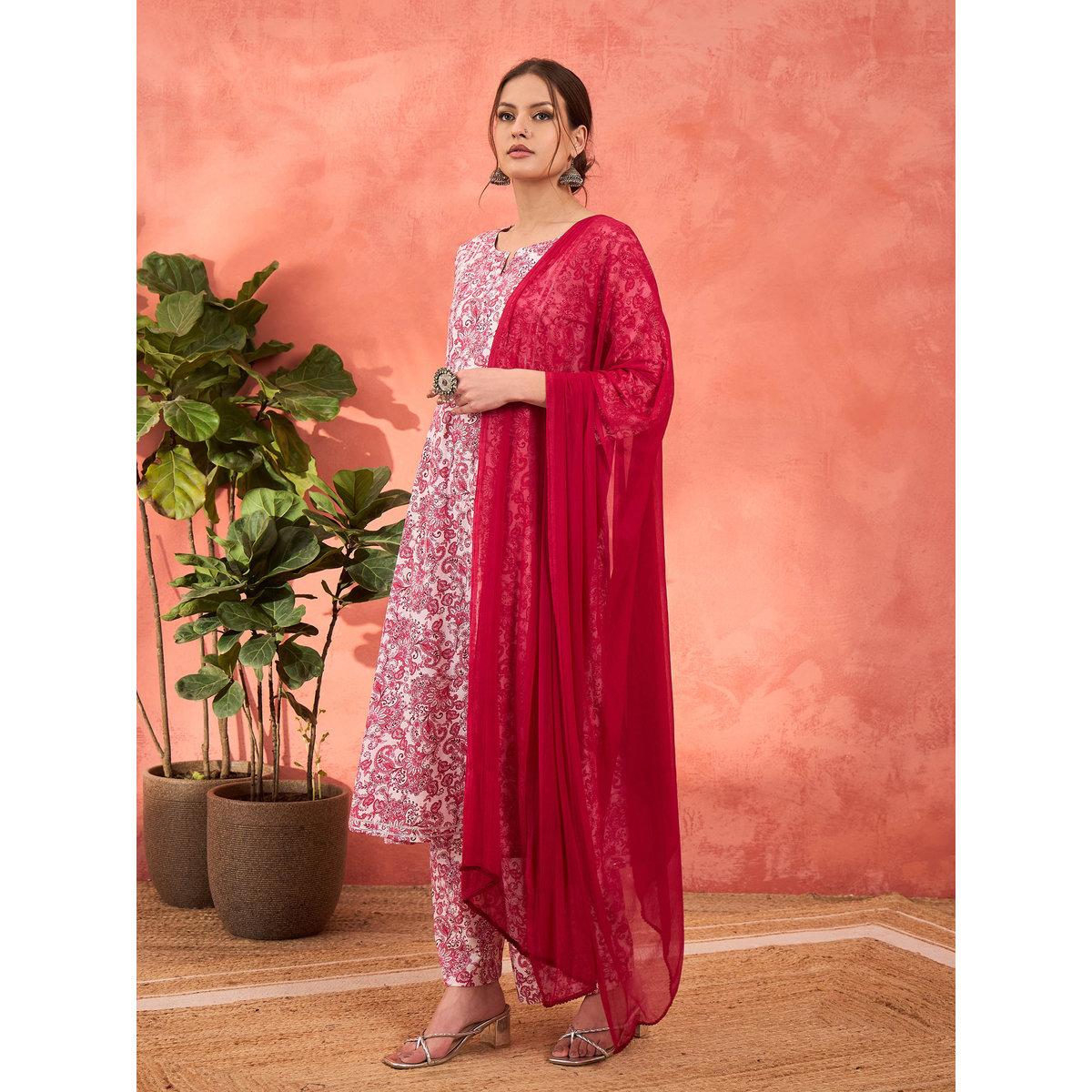 طقم من كورتا وبنطال مع دوباتا-women-clothing-ethnicwear-sareesets-image-3