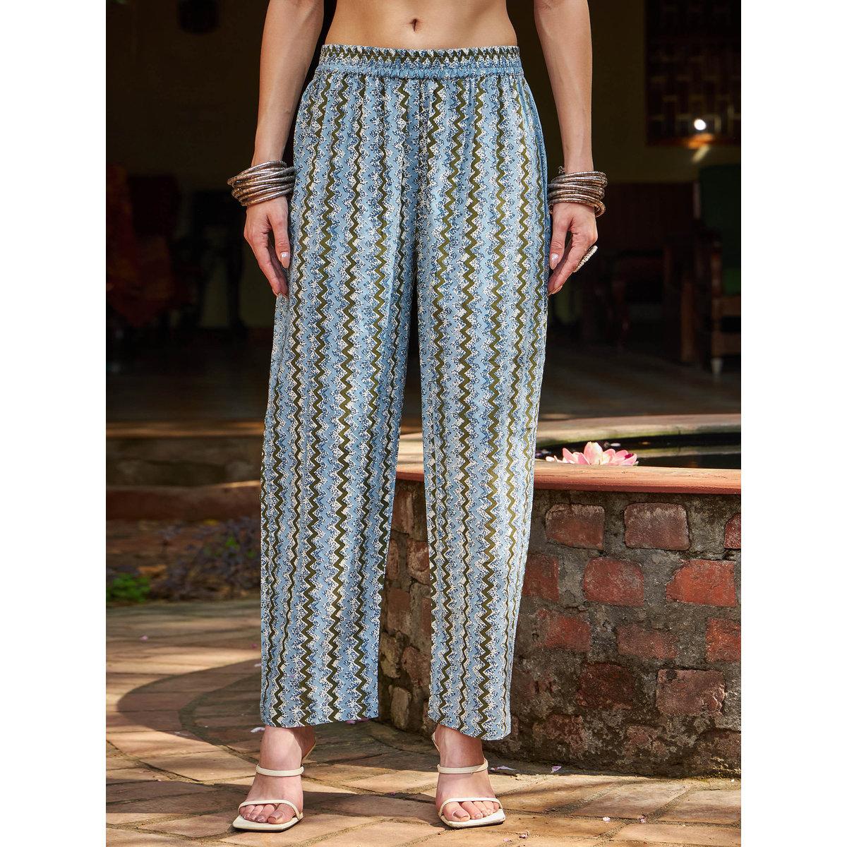 طقم من كورتا بطبعة زهور مع بنطال ودوباتا-women-clothing-ethnicwear-sareesets-image-4
