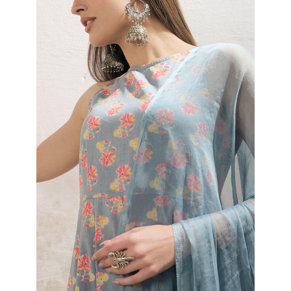 طقم من كورتا بدون أكمام مع بنطال ودوباتا-women-clothing-ethnicwear-sareesets-image-4