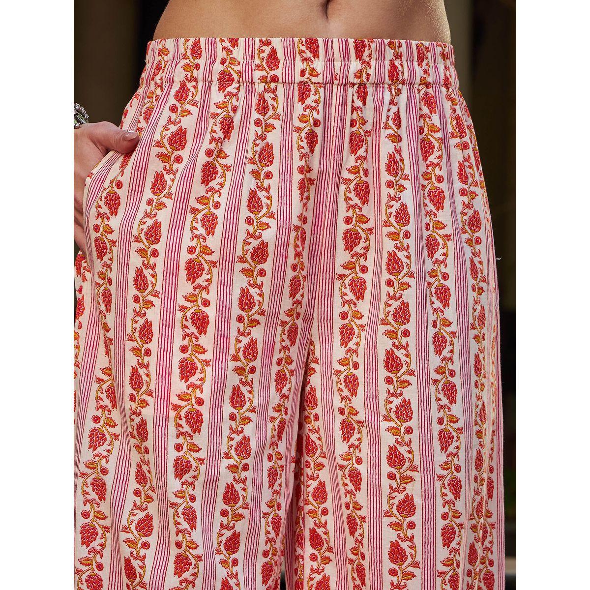 طقم من كورتا بقصة مستقيمة مع بنطال ودوباتا-women-clothing-ethnicwear-sareesets-image-5