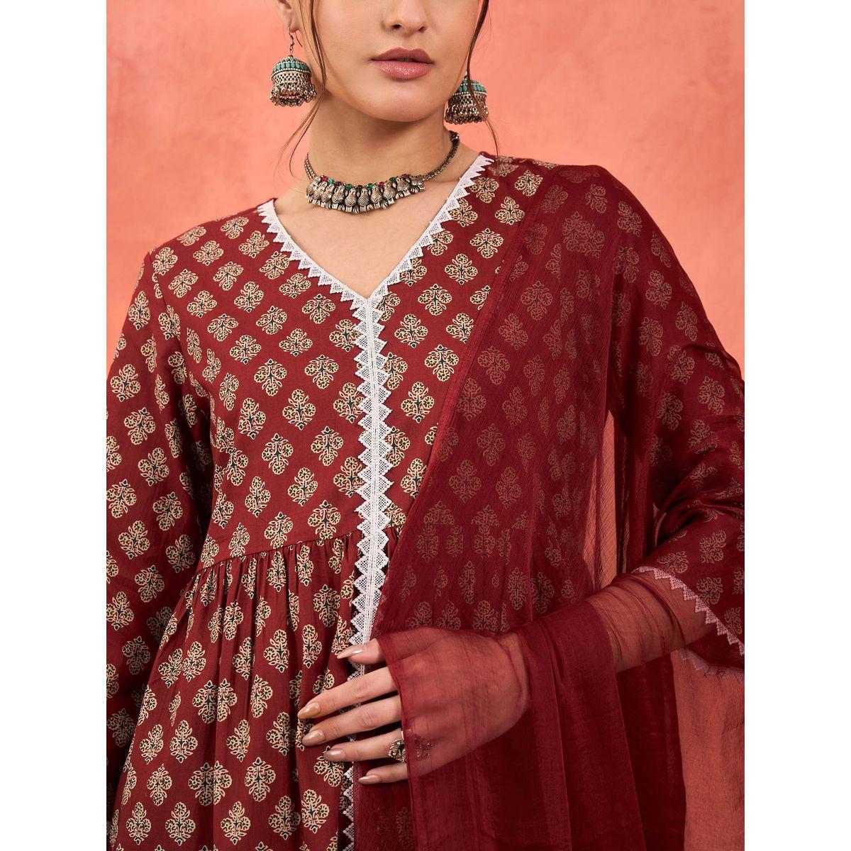 طقم من كورتا وبنطال مع دوباتا-women-clothing-ethnicwear-sareesets-image-5