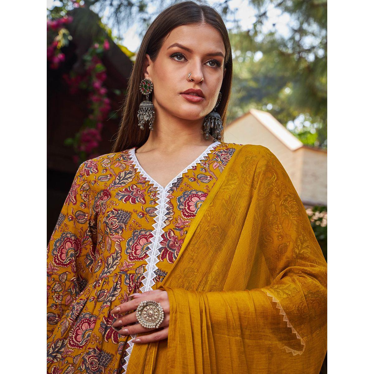 طقم من كورتا وبنطال مع دوباتا-women-clothing-ethnicwear-sareesets-image-4