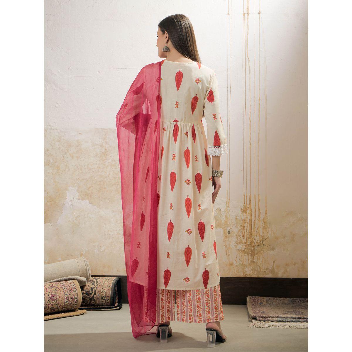 طقم من كورتا وبنطال مع دوباتا-women-clothing-ethnicwear-sareesets-image-5