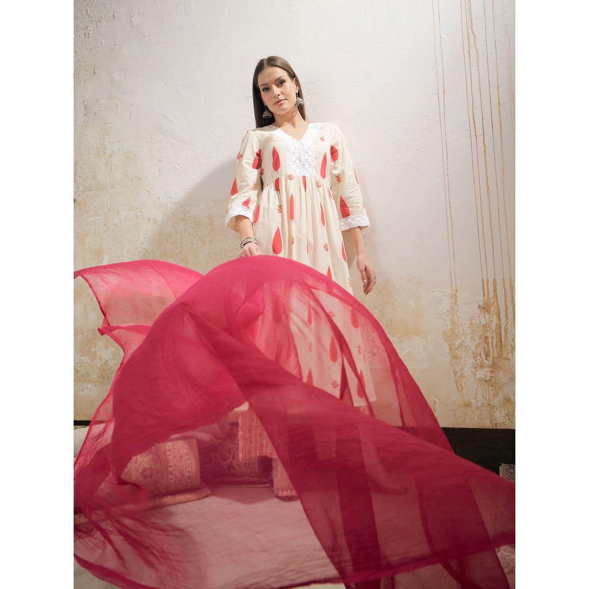 طقم من كورتا وبنطال مع دوباتا-women-clothing-ethnicwear-sareesets-image-6