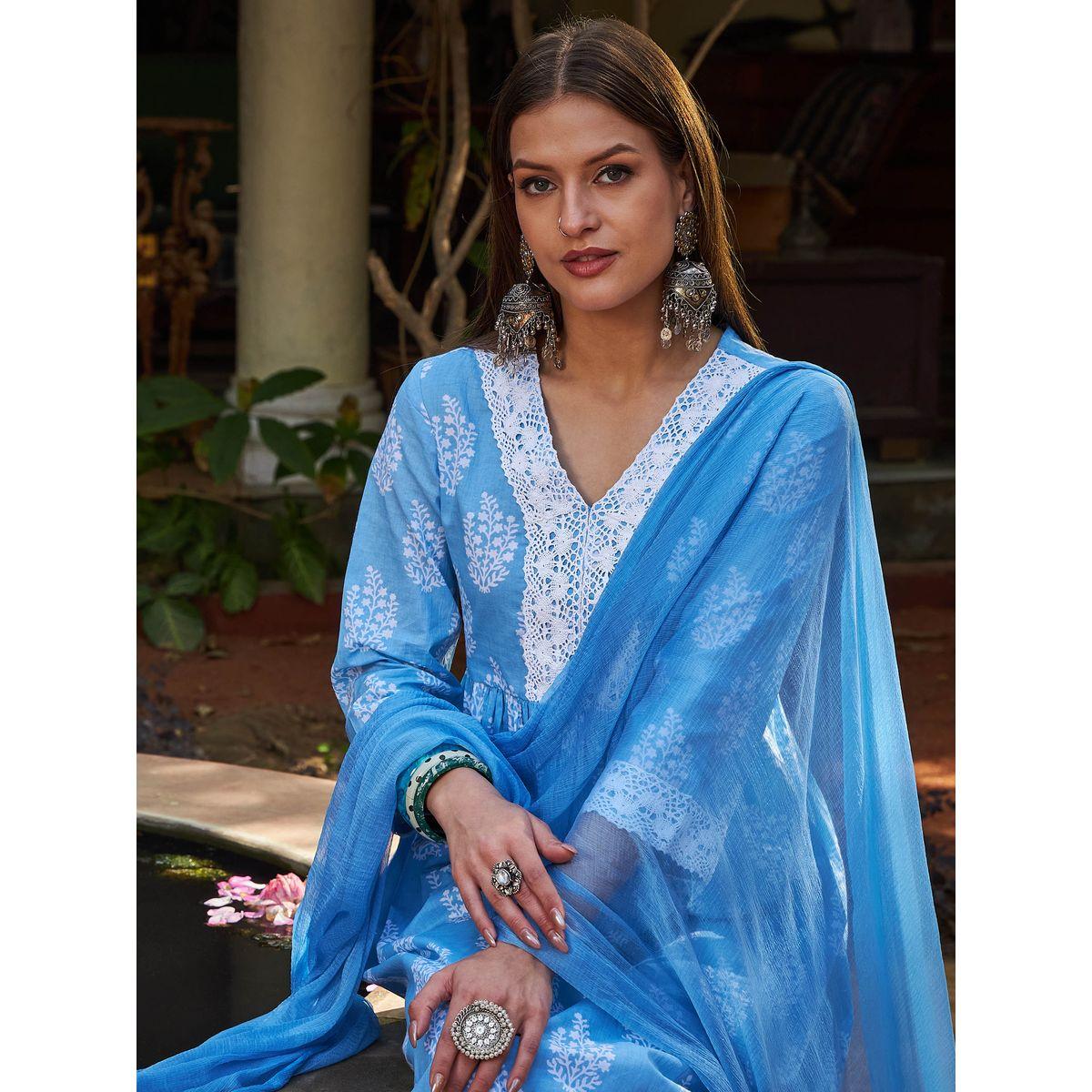 طقم من كورتا وبنطال مع دوباتا-women-clothing-ethnicwear-sareesets-image-7