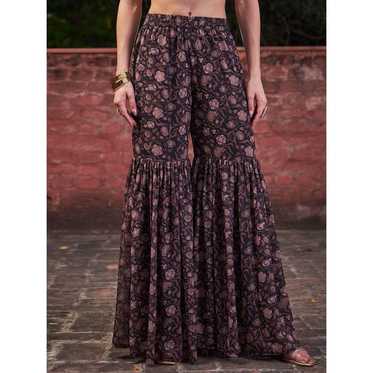 طقم من بلوزة بطبعة زهور مع بنطال شرارة-women-clothing-ethnicwear-kurtasets-image-5