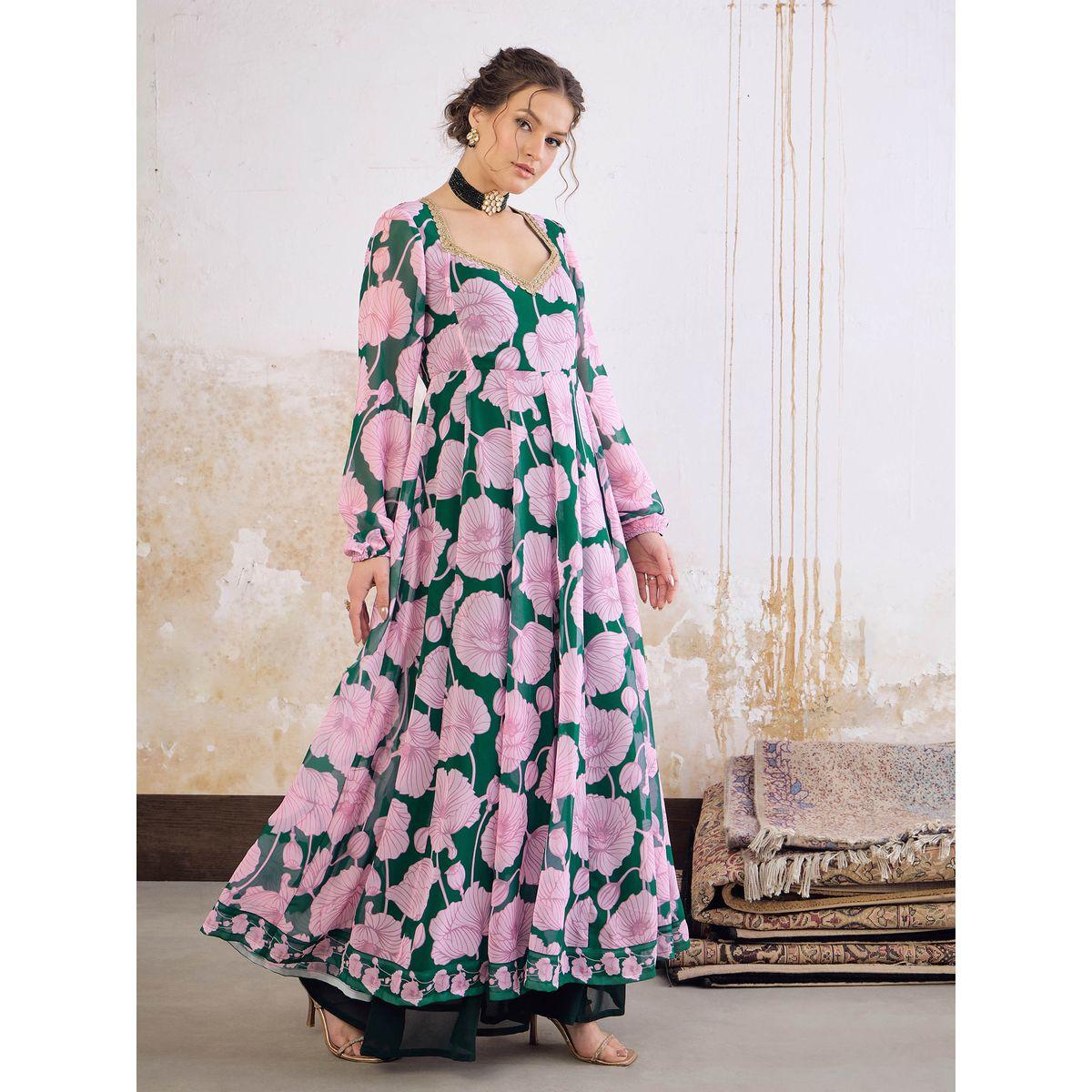 كورتا بطبعة زهور وياقة قلب-women-clothing-ethnicwear-kurtas-image-3