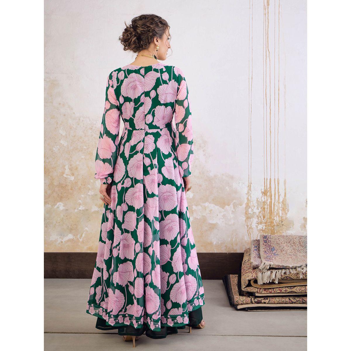 كورتا بطبعة زهور وياقة قلب-women-clothing-ethnicwear-kurtas-image-5